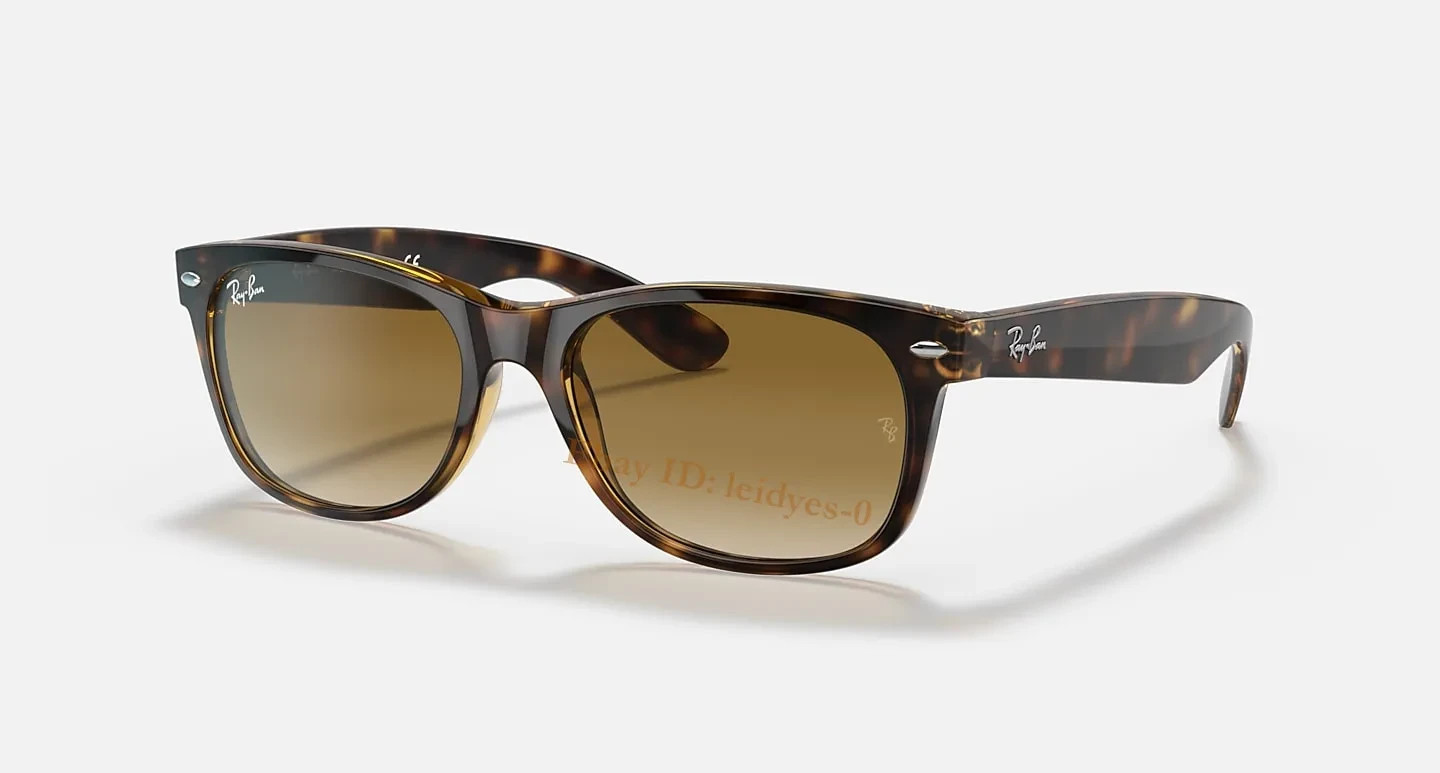 Ray-Ban RB2132 New Wayfarer Sunglasses Light Brown Gradient Lens Havana Frame 55
