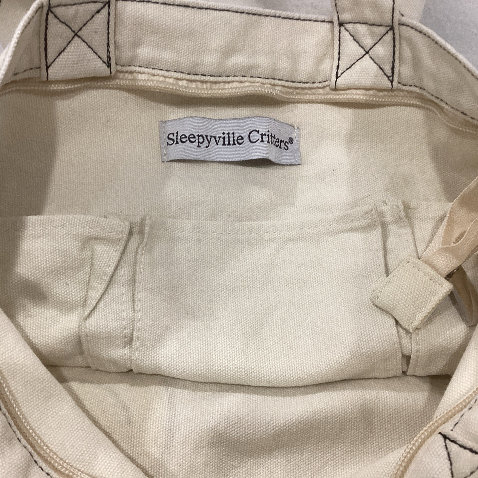 2012 Sleepyville Critters Summer Whale Ocean Zipper Canvas Beach Bag 15”x 16″