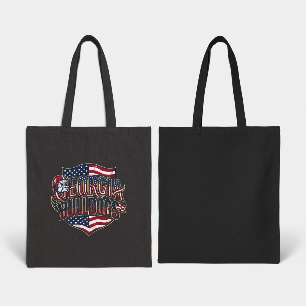 Georgia Bulldogs Tote Bag Go Dawgs Black Canvas 15×16 UGA Spirit Fan Gift Cotton