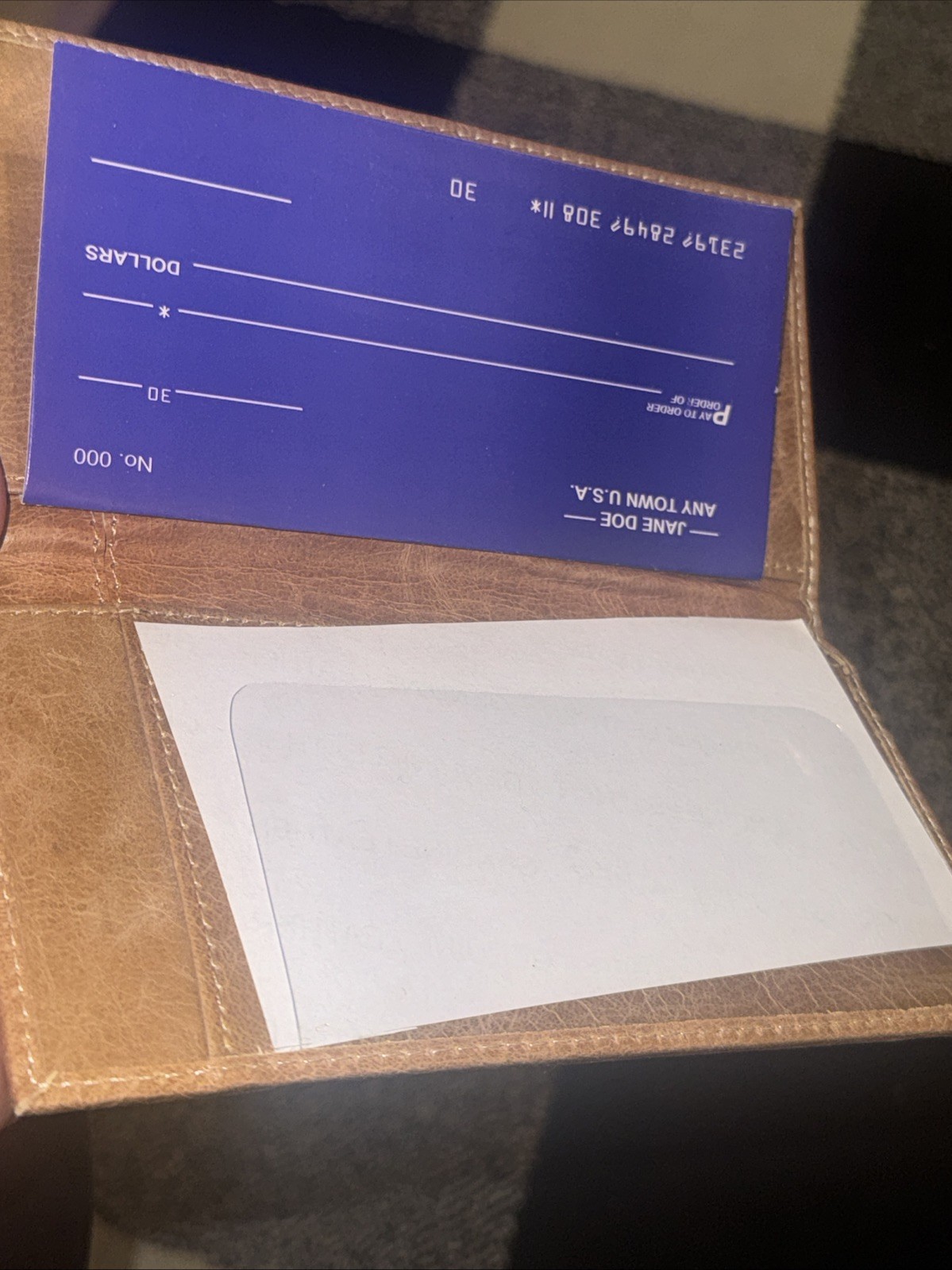 Cavelio genuine leather checkbook cover vertical American flag design