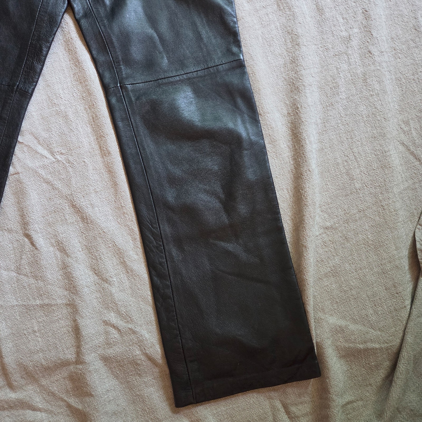 Vintage Y2K I.N.C. Straight Leg Black 100% Leather lining Pants Womens Size 4