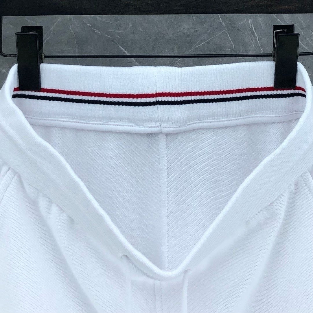 Thom Browne Men Yarn-Dyed Pique Shorts Signature 4 Bar Stripe Drawstring 2 Color