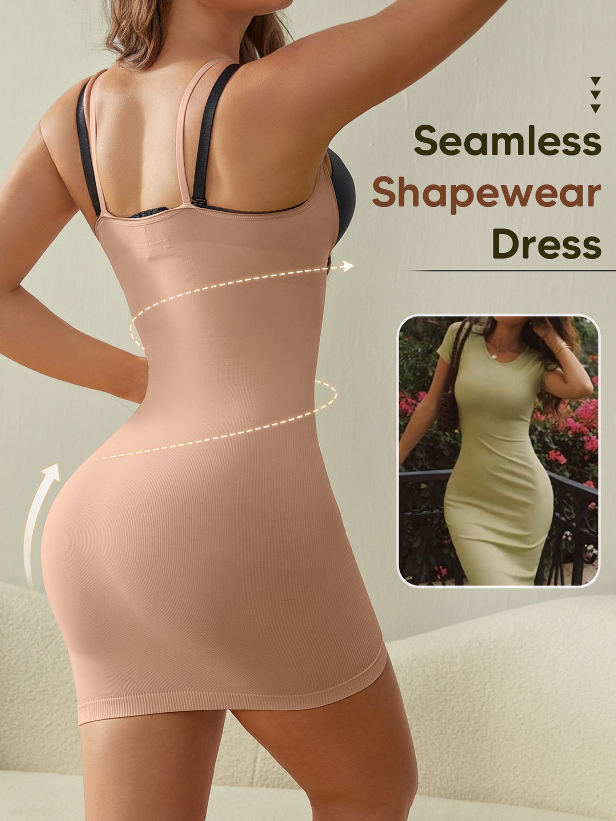 Fajas Women Shapewear Slip Dresses Tummy Control Full Body Shaper Open Bust