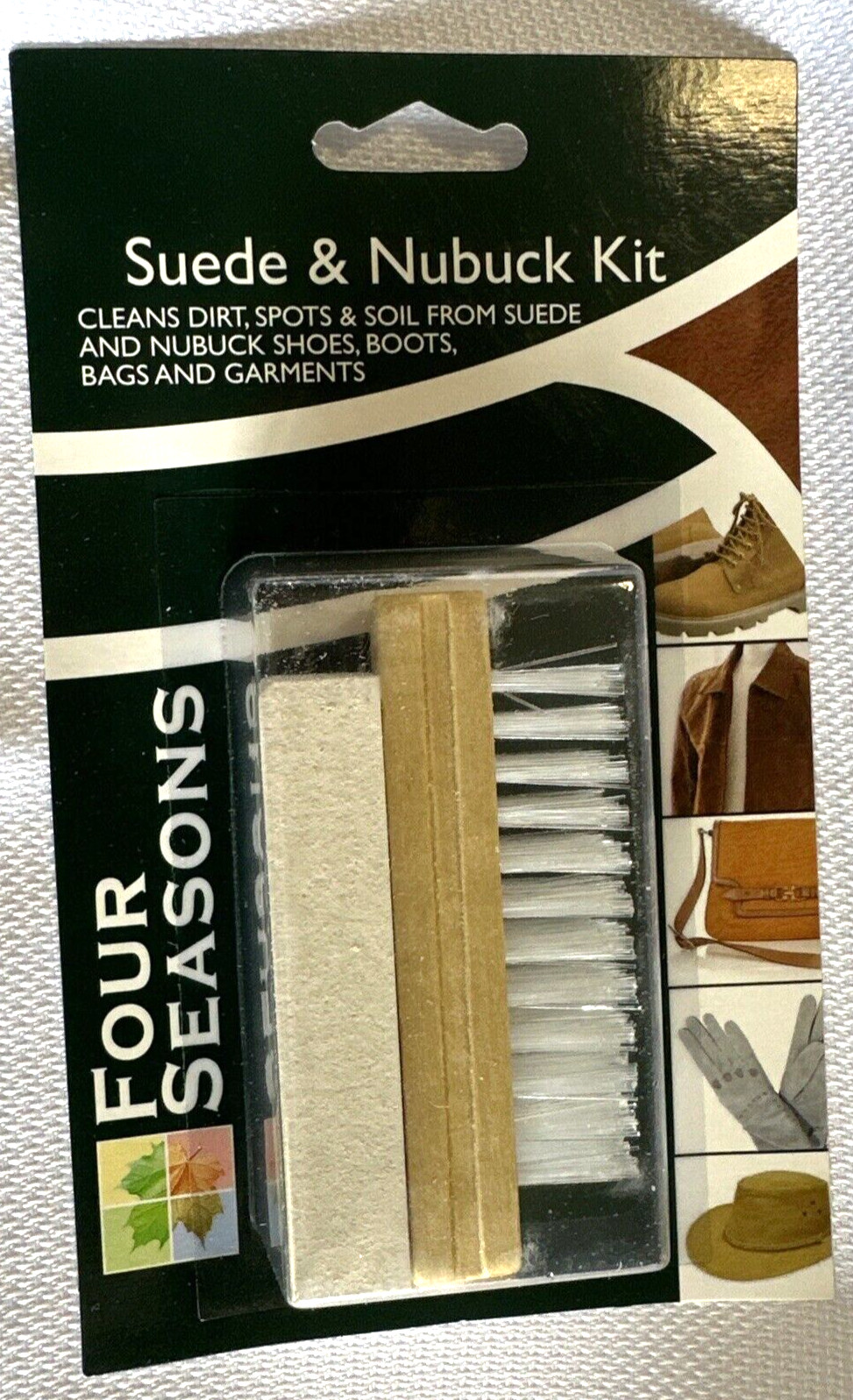 Four Seasons Suede & Nubuck Cleaner Care Kit Nylon Brush & Gum Bar (1.3oz)