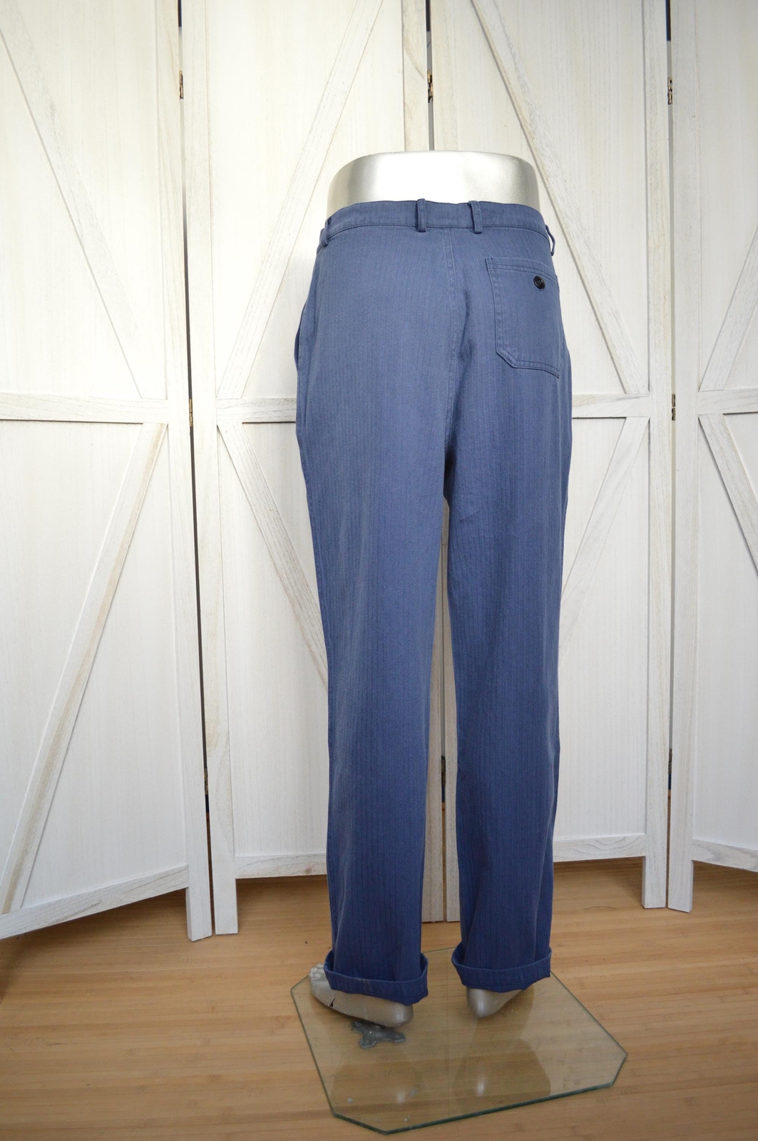 French Work Pants Trousers Indigo Blue Herringbone – 28 30 32 34 36