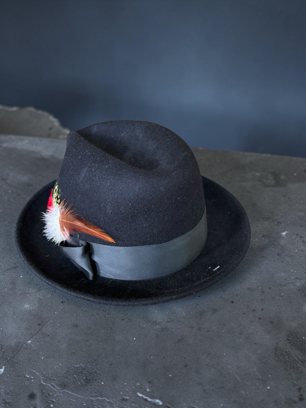 FORTINO LANDI 1940S STYLE 100% WOOL FEDORA BLACK MENS LARGE L NEW WITH TAGS