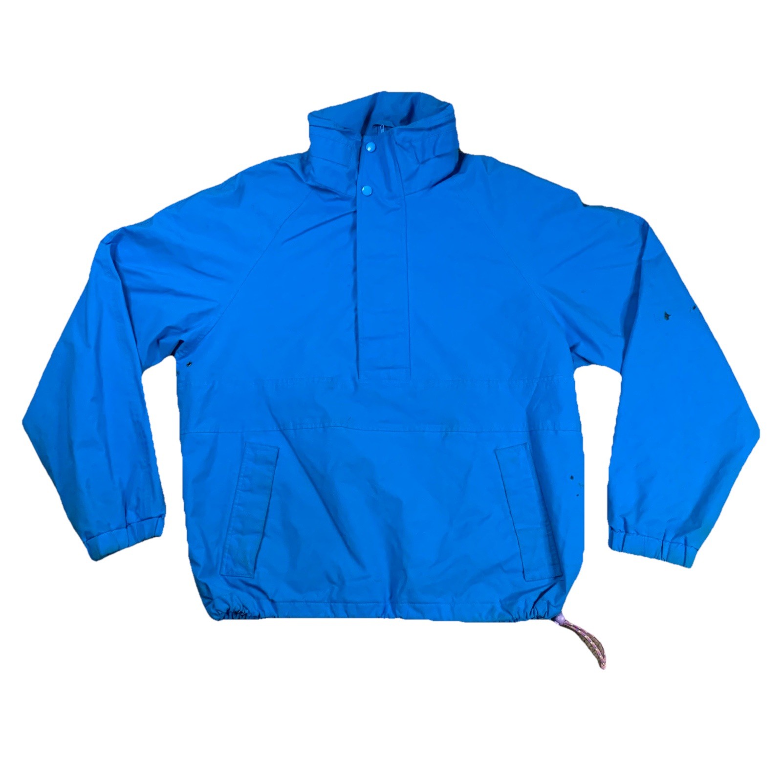 VTG Eddie Bauer Mens Medium Blue Pullover 1/4 Zip Jacket Camping Outdoors 90s