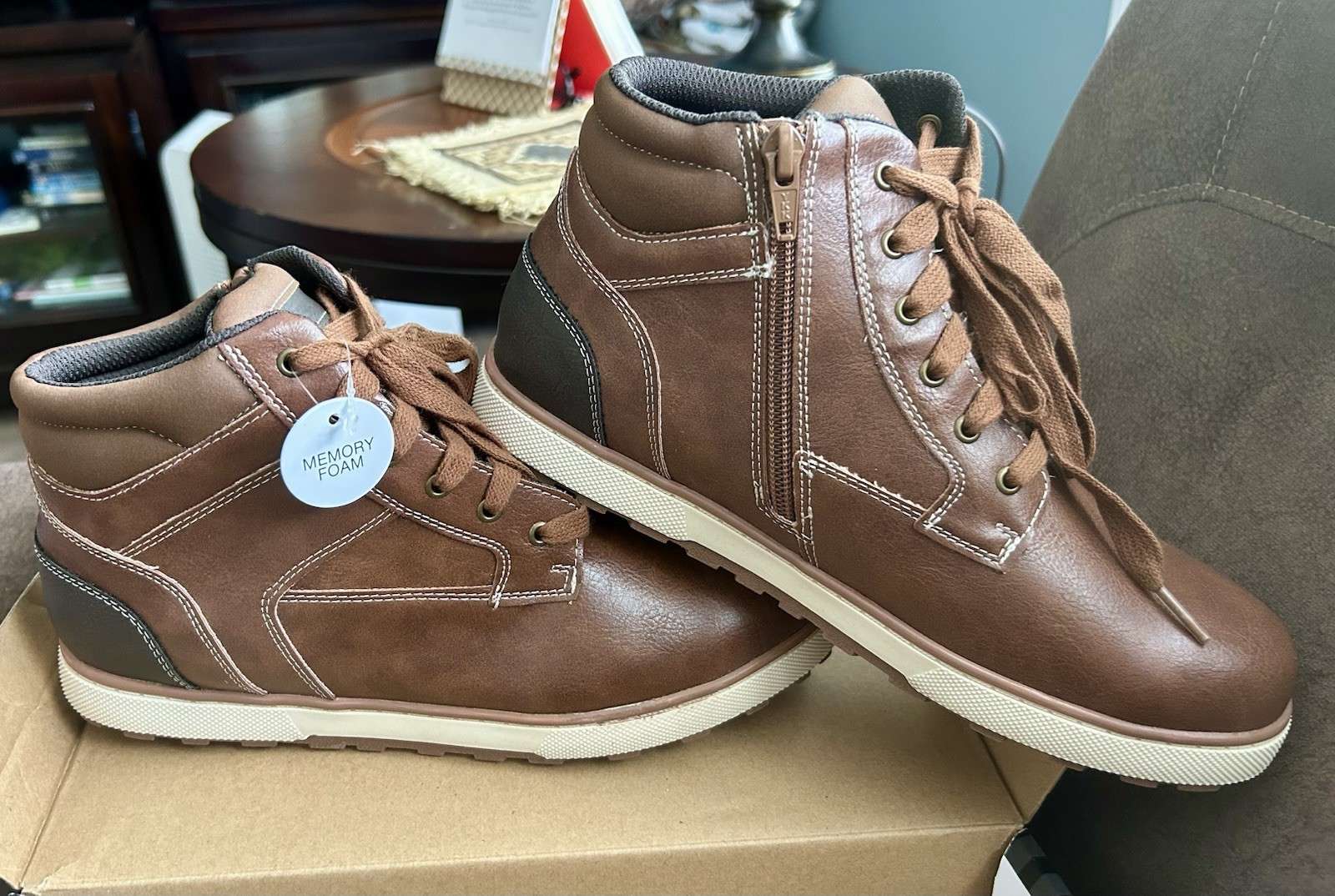 Sonoma Goods For Life Britpunk Boys Brown Ankle Bootie 6M Memory Foam Zip