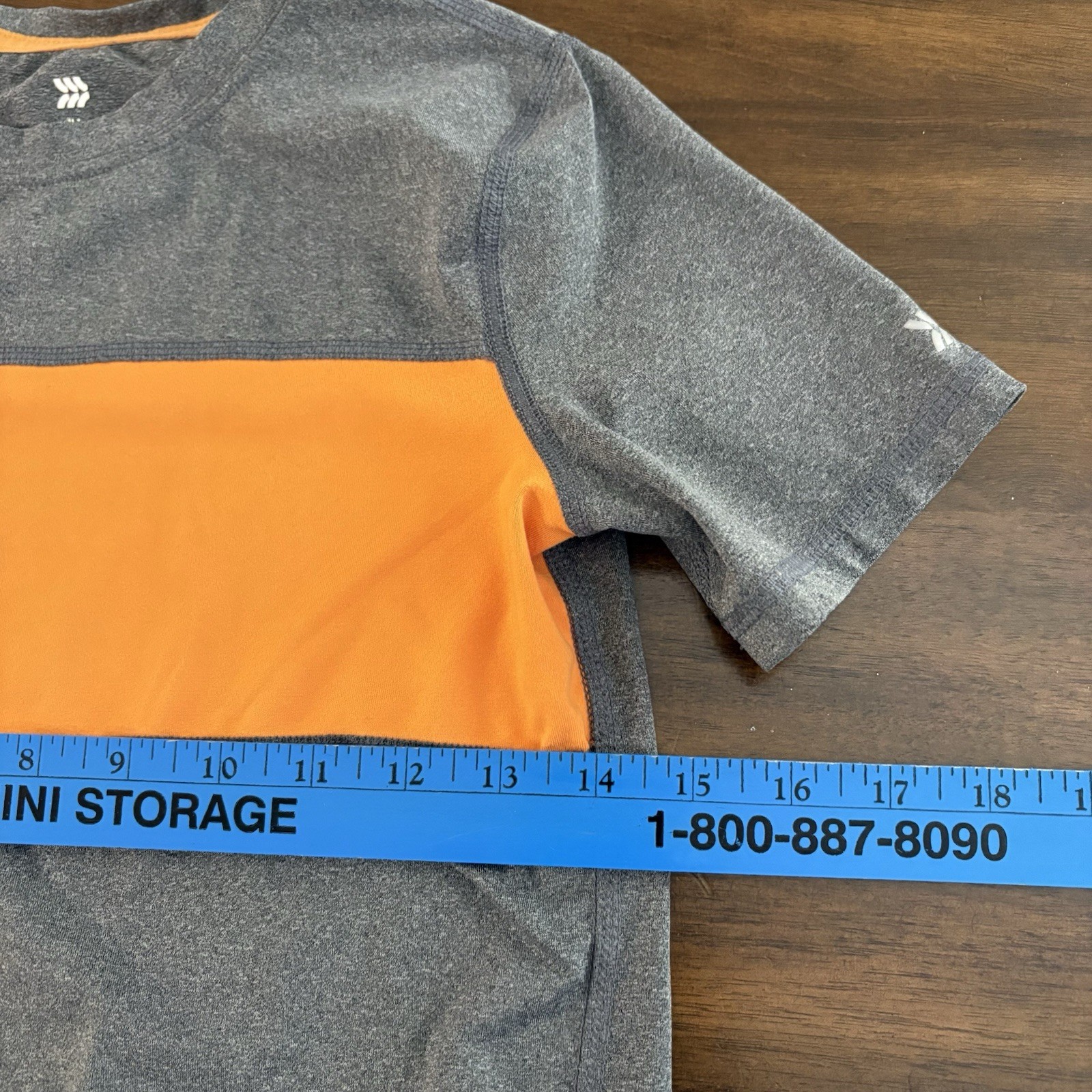 All In Motion Boys 8/10 Sports Tshirt Grey Orange Casual Summer School K7