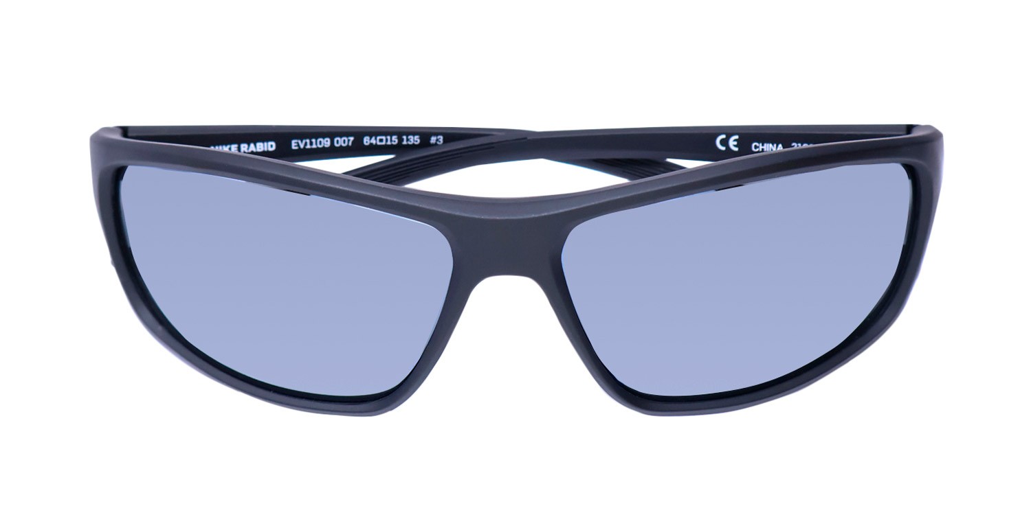 NEW NIKE RABID EV1109 SUNGLASSES 007 WRAP 64-15-135 PLASTIC MENS BLACK FULL-RIM