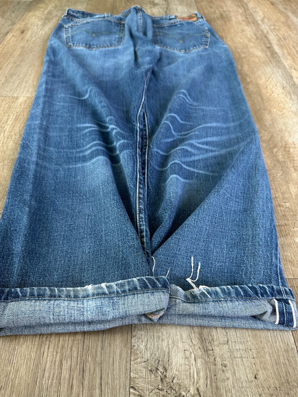 vtg 00’s Levi’s 501 XX Salvage Red Line Button Fly Distressed Jeans Sz 36×29