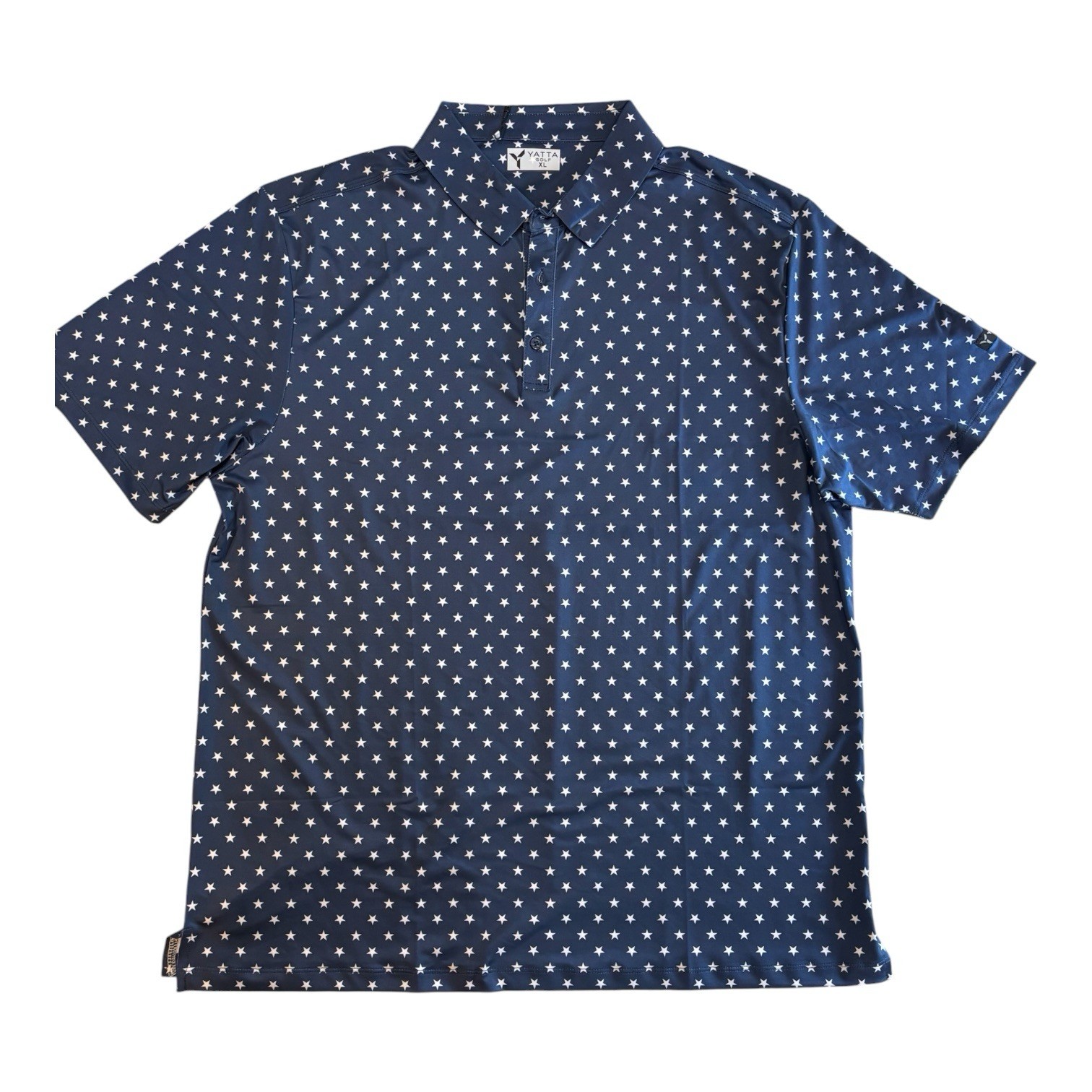 Golf Polo Shirt Stars Print Patriotic Mens XL & XXL Navy Blue July 4th NWT Gift
