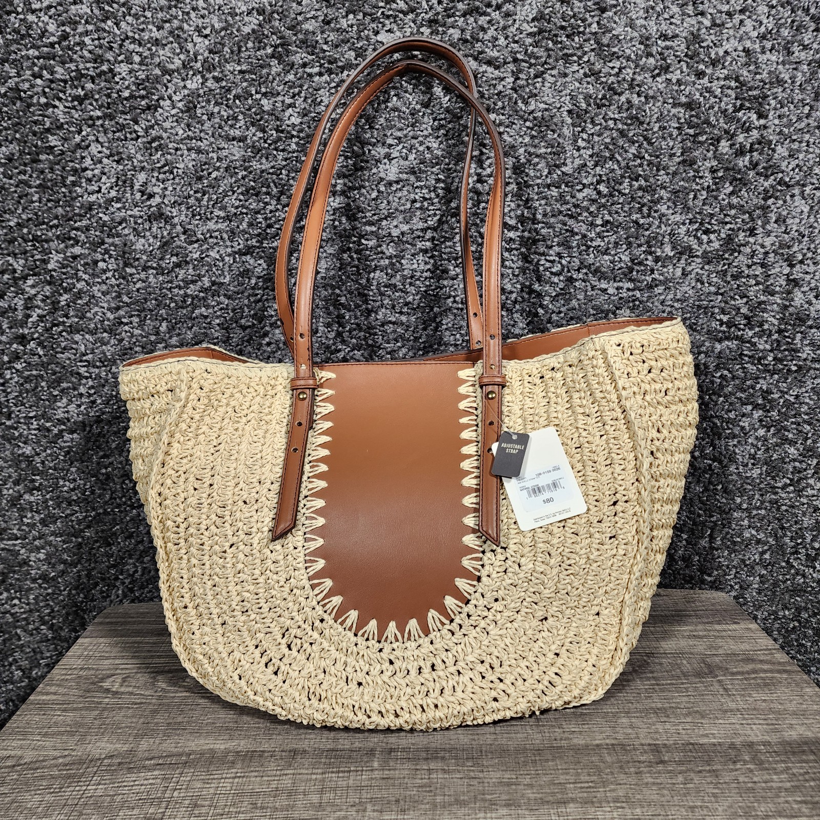 a.n.a Noelle Straw Tote Shoulder Bag Women’s Large Natural Brown Beach Boho NWT