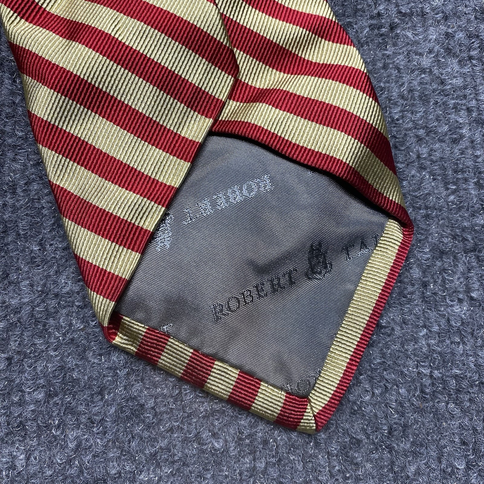 Robert Talbott Striped Tie Red Gold Length 57-60 Width 3.5 Preppy Classic