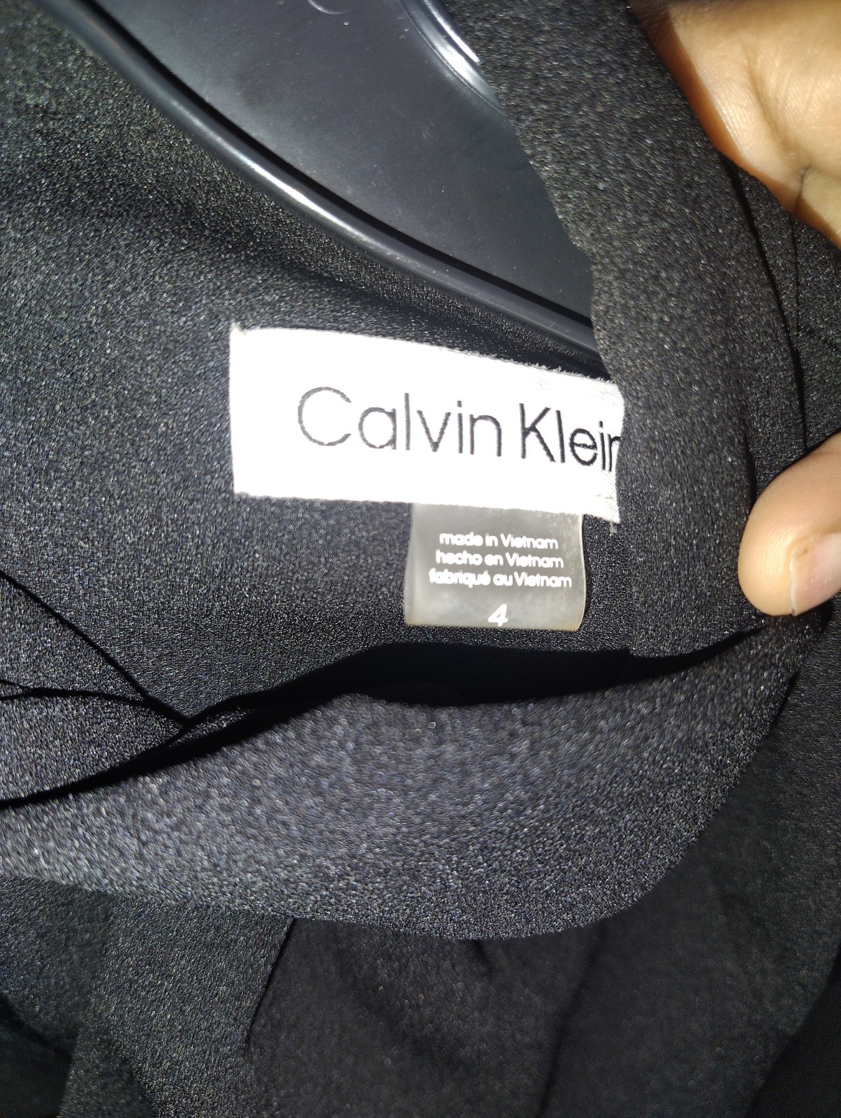 Calvin Klein Black Mock Neck Shift Dress Size 4 3/4 Sleeve Knee Length Women