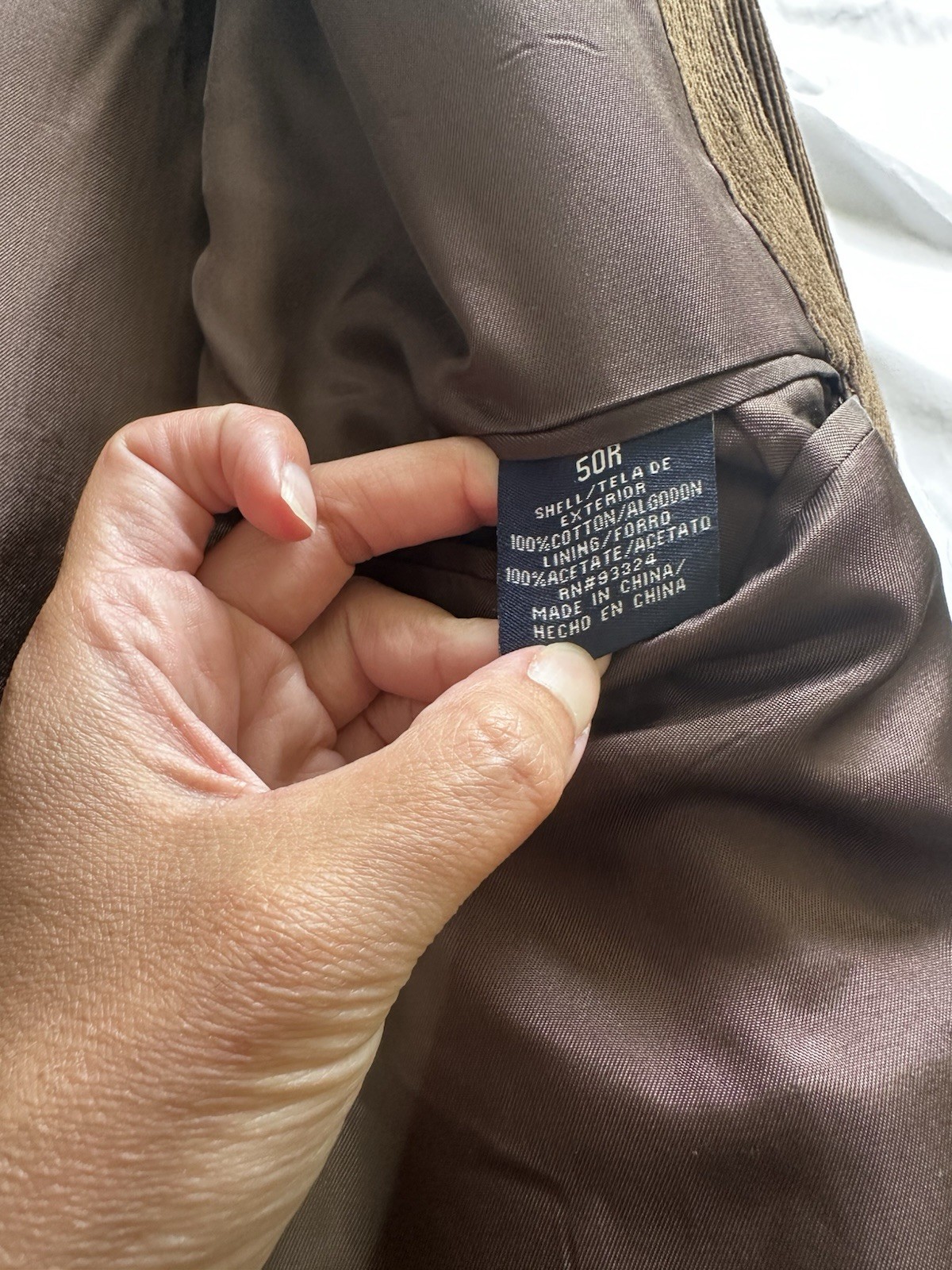 Stafford Men’s Brown Corduroy Size 50R Jacket with Elbow Patches