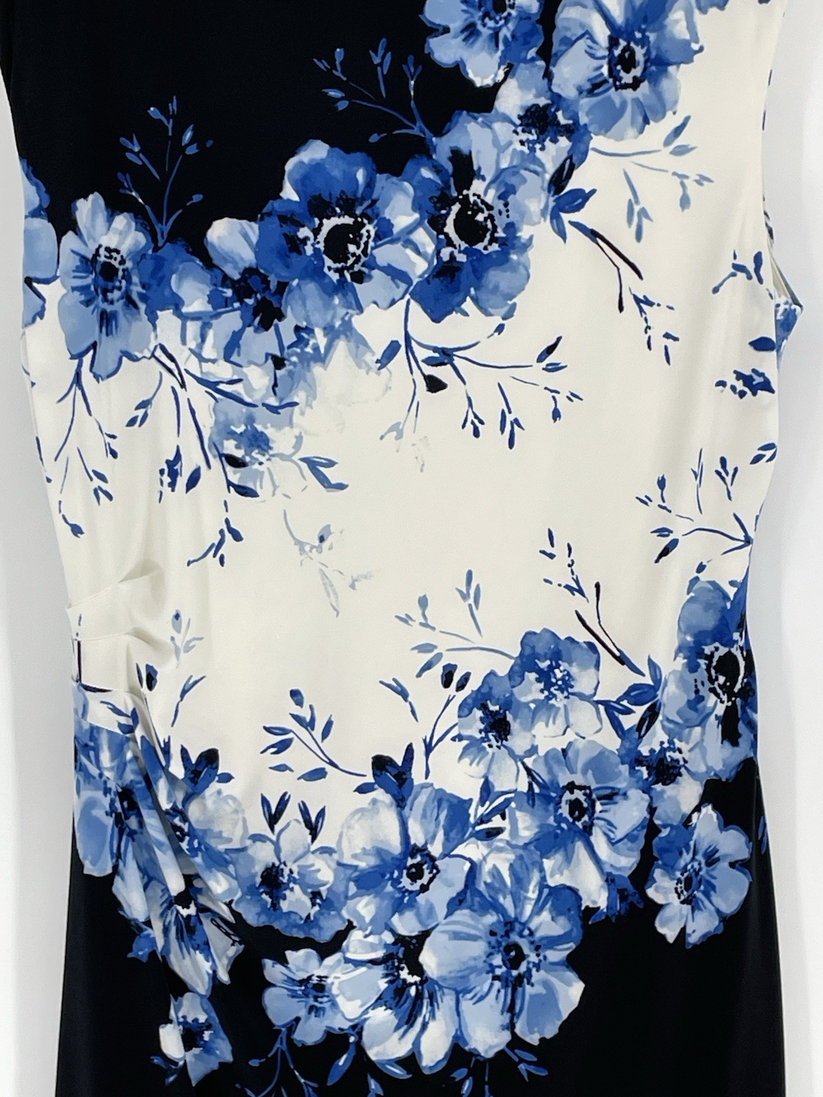 LAUREN RALPH LAUREN Womens Size 16 Lined Blue Floral Print Wear to Work Dress