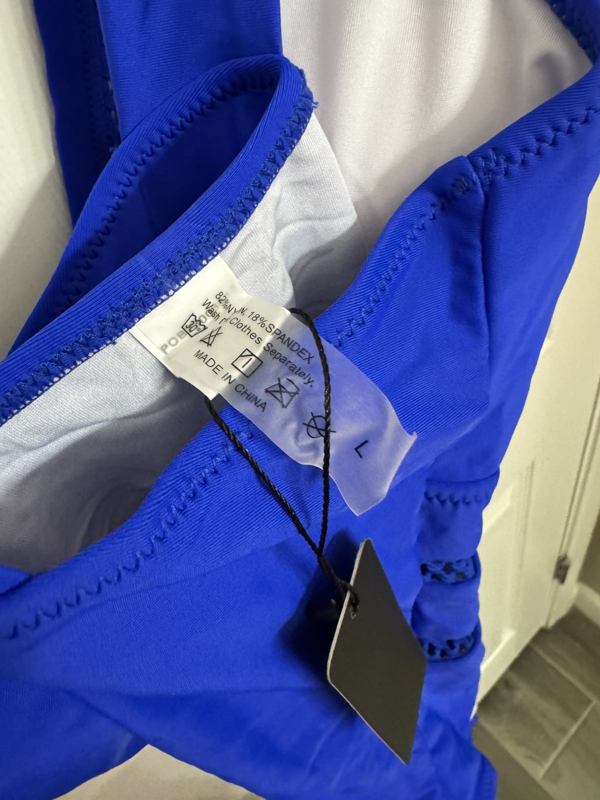 TemptMe Plunge Sexy Hollow Out Monokini Size L Royal Blue One Piece Swimsuit NWT