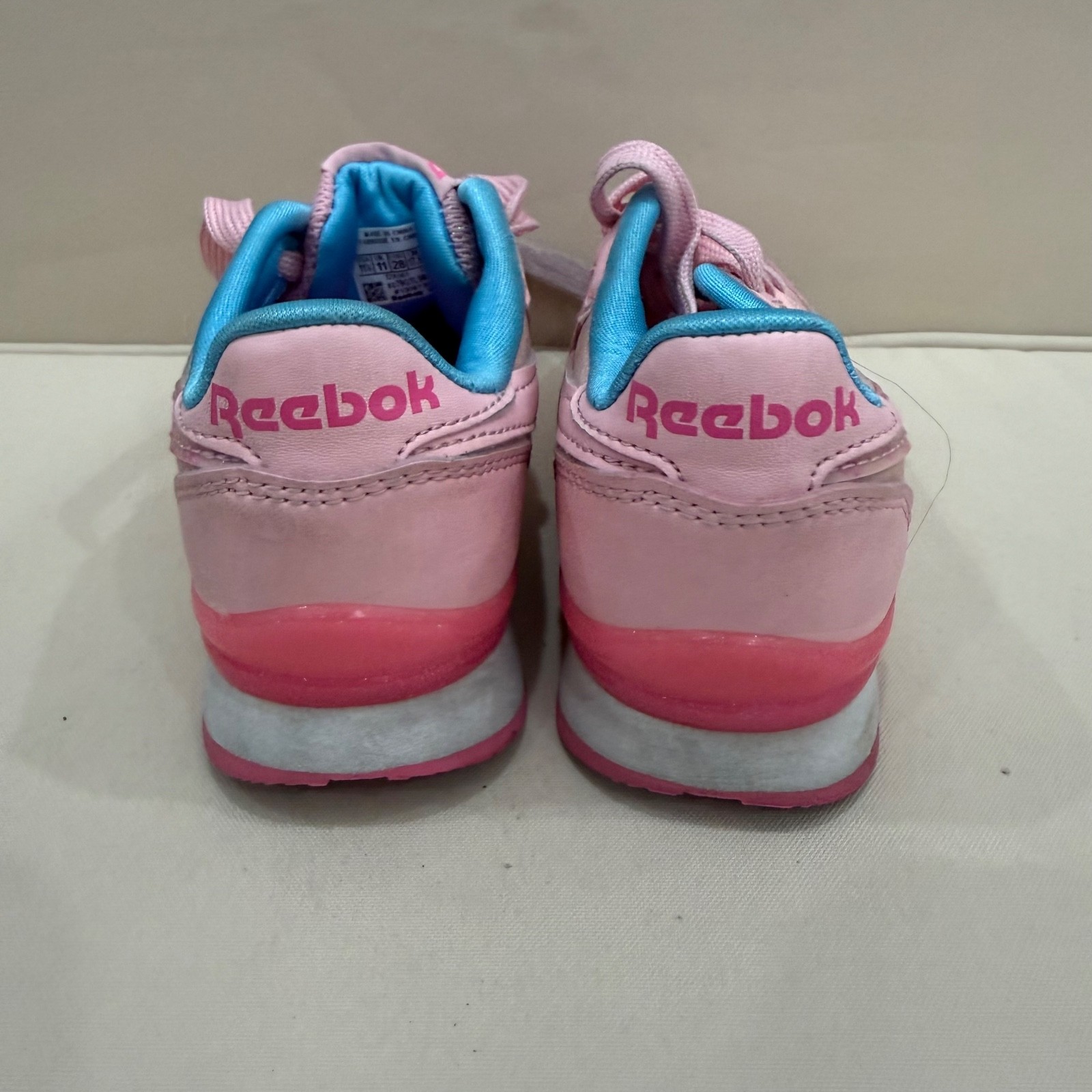 Reebok Classic Girls Sneakers Pink Glitter Athletic Shoes Youth Size 11.5