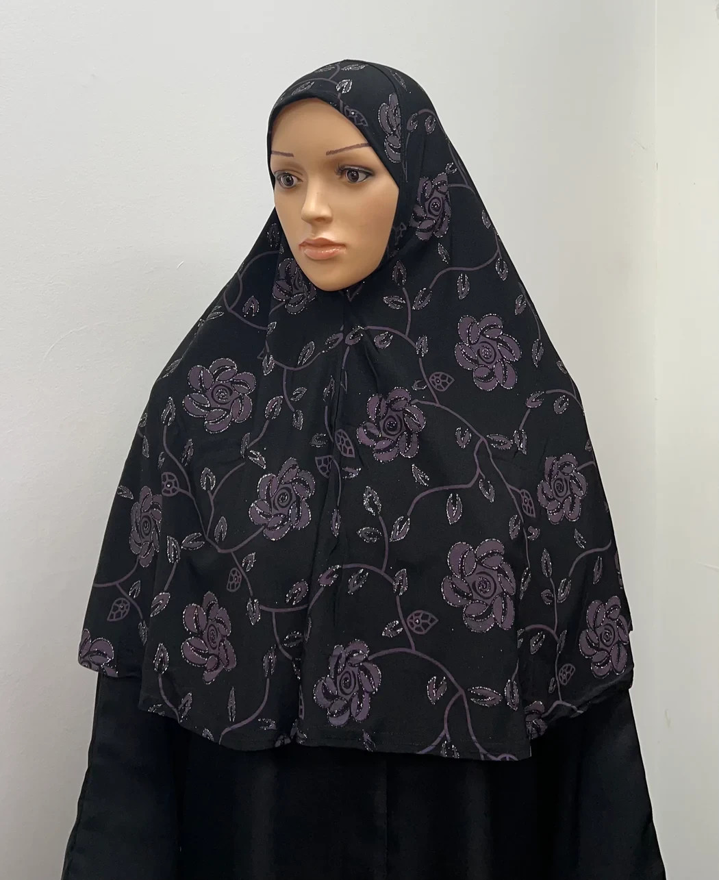 Girls Fancy Glitter 1Piece Slip On Instant Hijab Islamic Headscarf Full Coverage