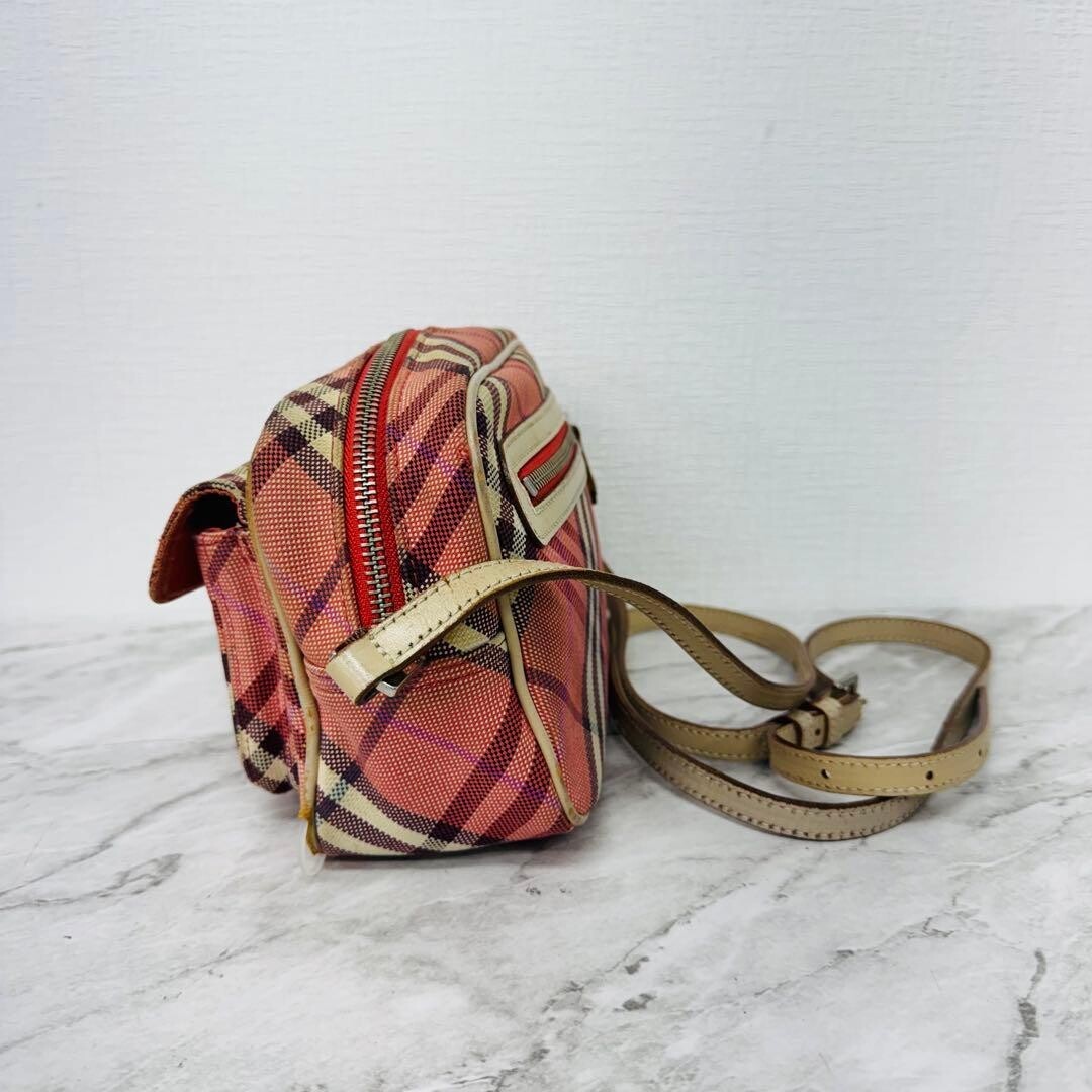 Burberry Blue Label Pink Nova Check Shoulder Bag Zip 21.5cm Japan DX485