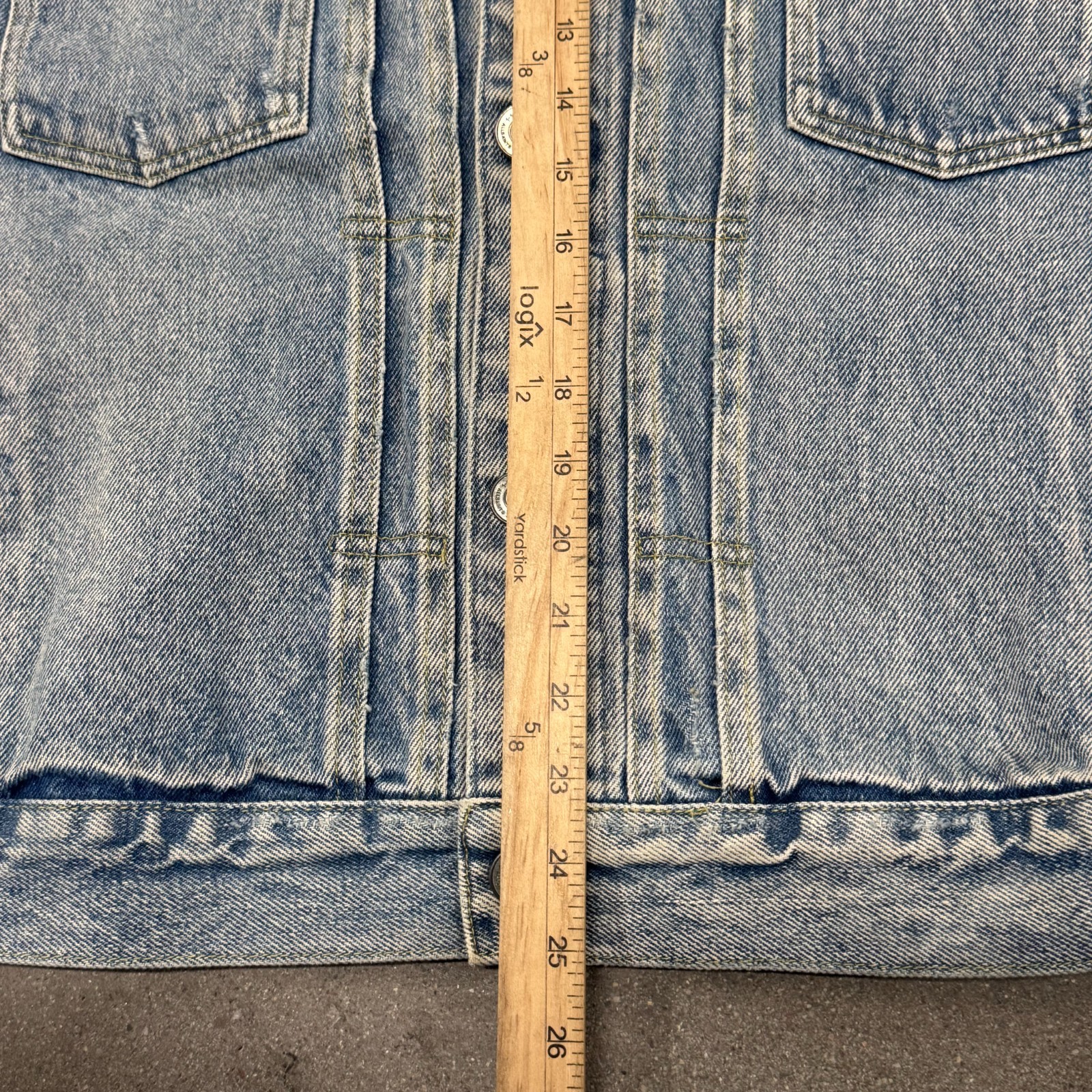 Allsaints Imoku Trucker Jacket Mens Large Blue Denim Long Sleeve Button Front