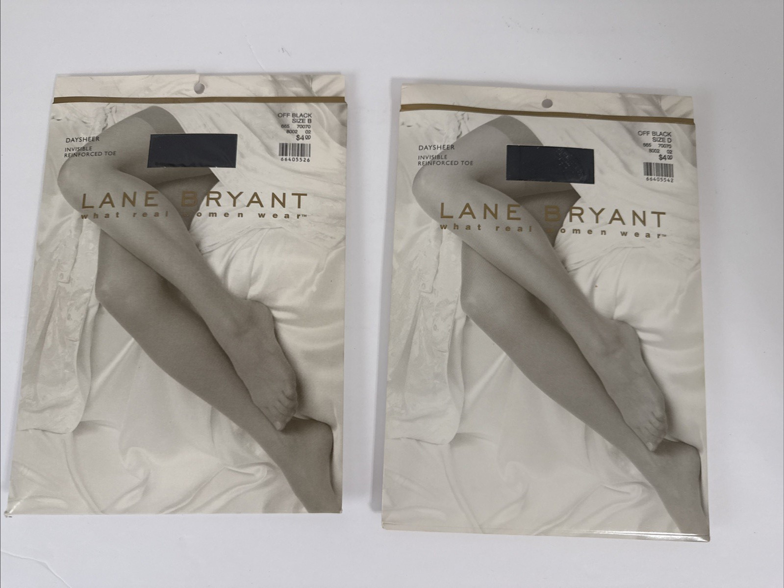 2 Lane Bryant Daysheer Nylon Pantyhose Size B Off Black Reinforced Toe
