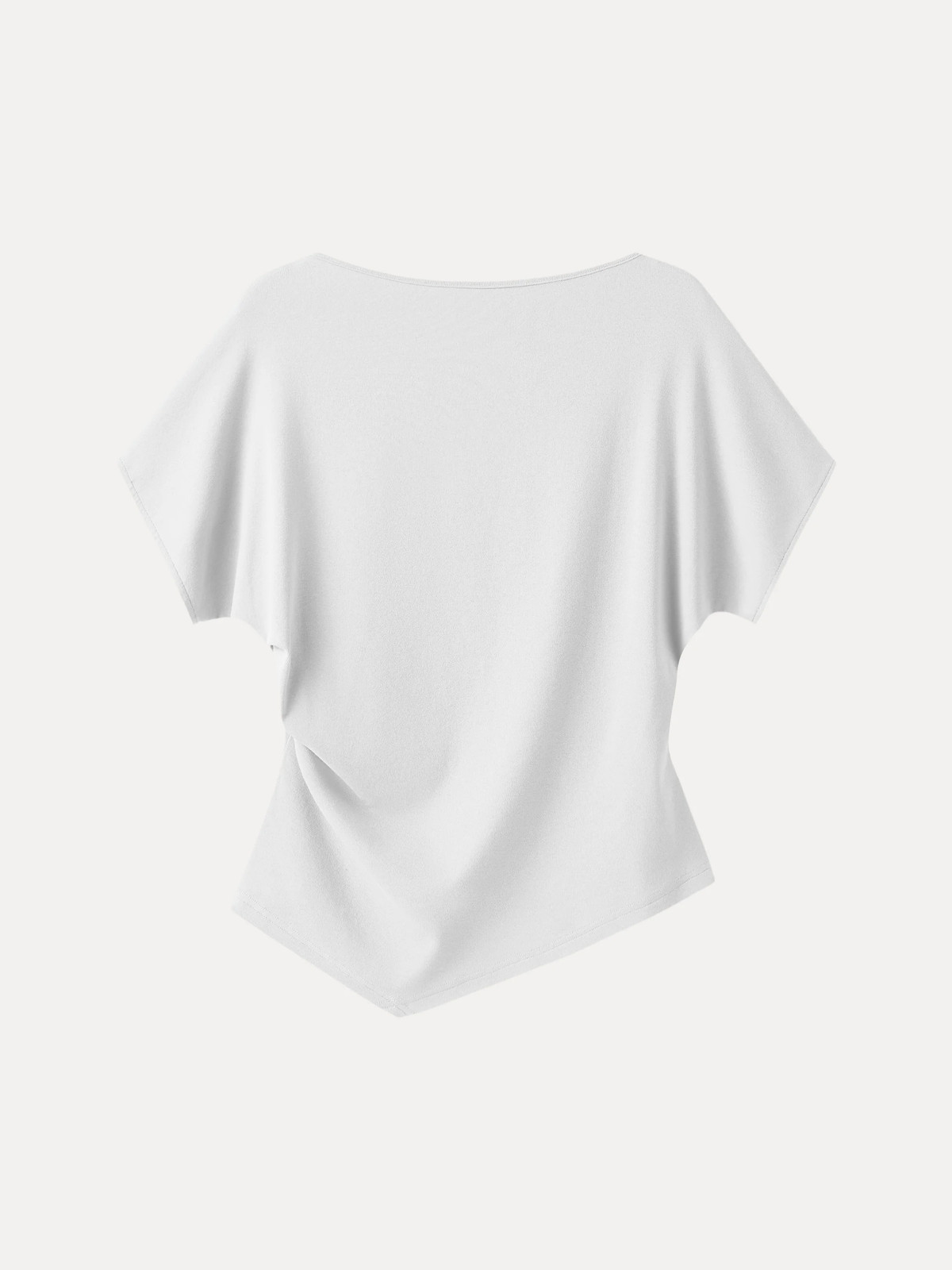 OGL Cotton Lyocell Boatneck Angled Tee Women Summer Casual Top