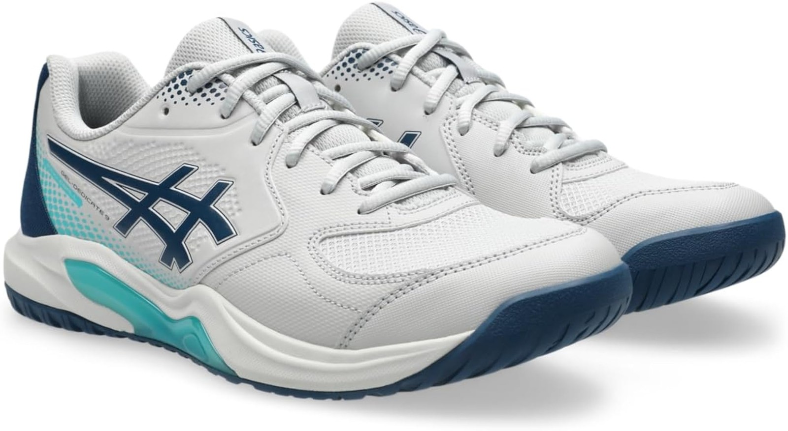 ASICS Men’s Gel-Dedicate 9 Pickleball Tennis Shoes – Concrete/Mako Blue – 7