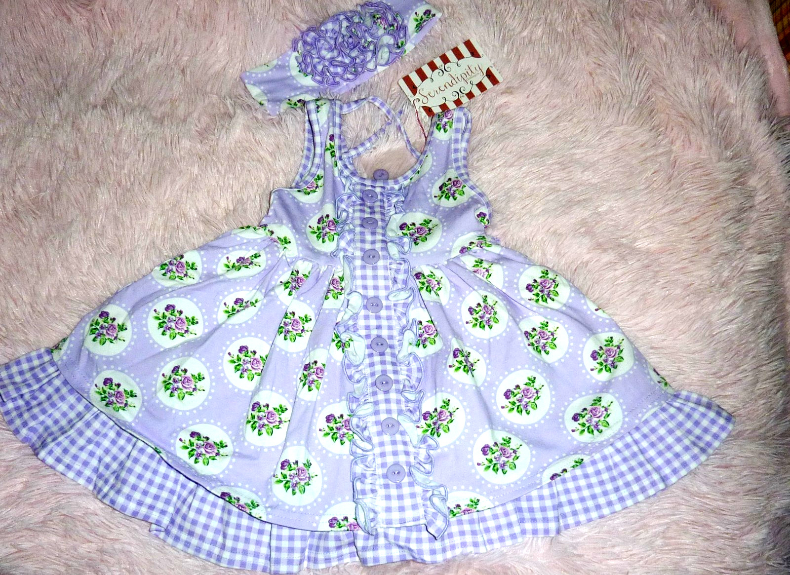 NWT Serendipity Boutique Gorgeous Picture Dress With Matching Headband 24M