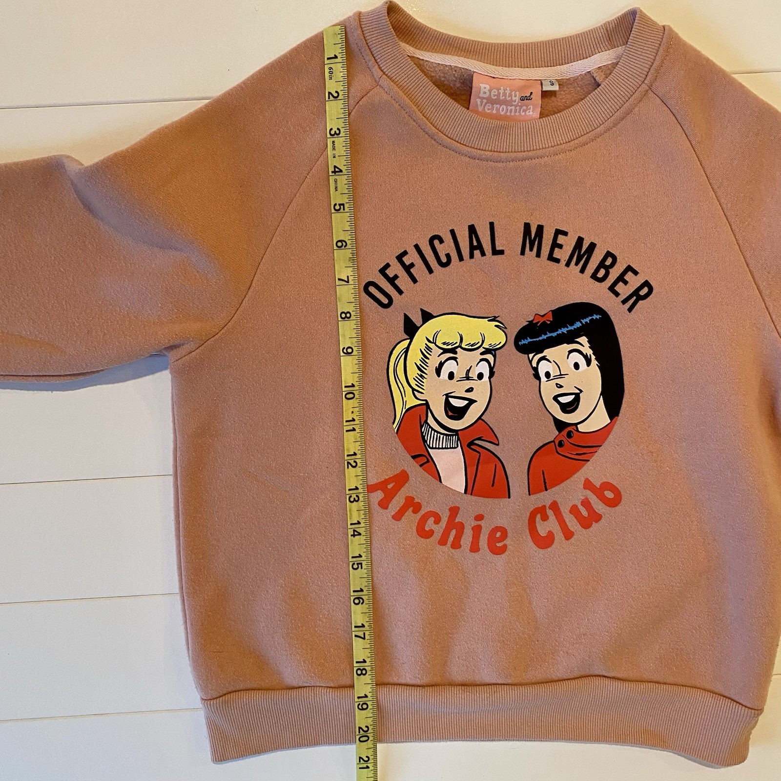 Retro Betty And Veronica Official Member Archie Club Pink Sweatshirt Size S