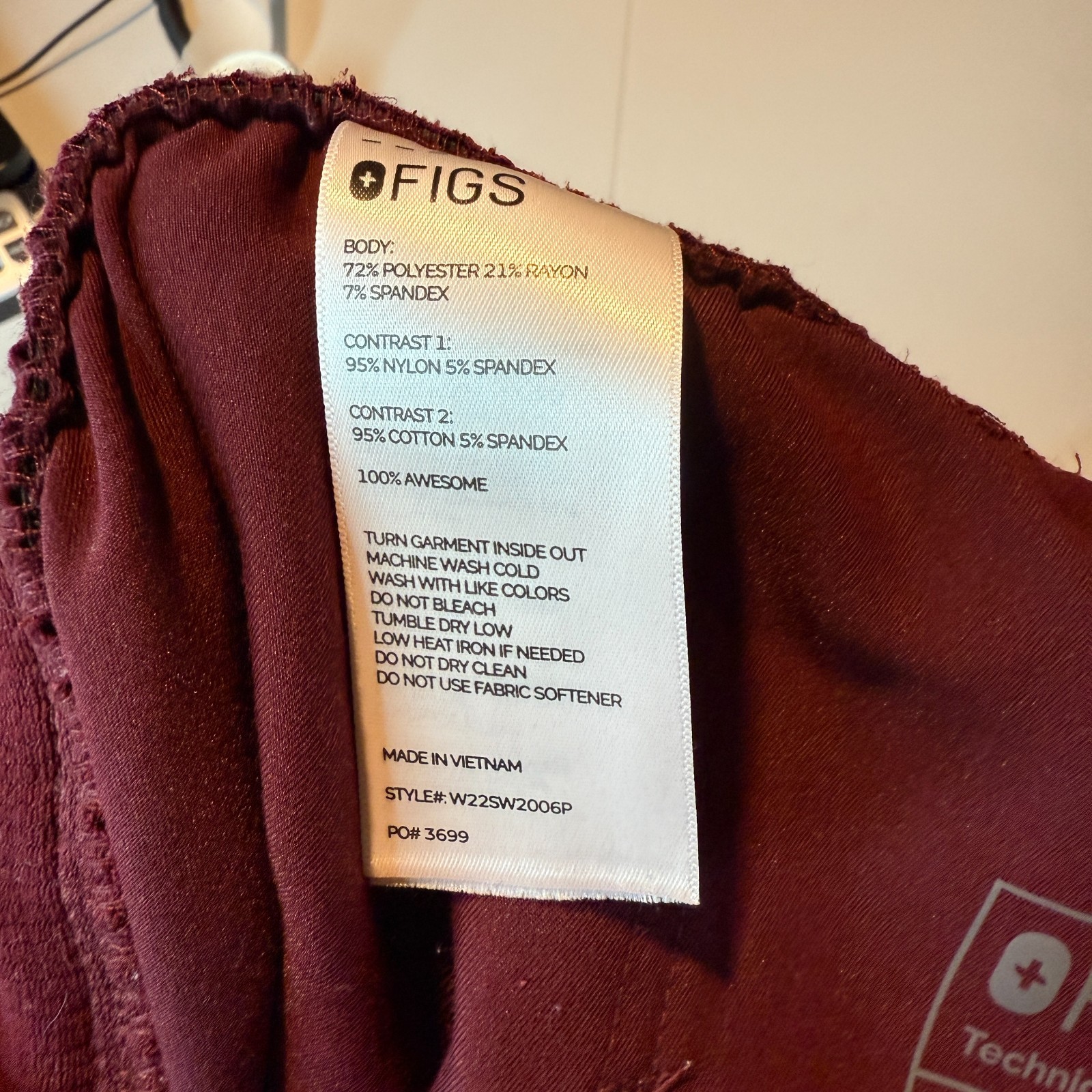 Figs Women Maternity SP Zamora Scrub Pant Maroon Red Doctor Nurse Tech Hospital