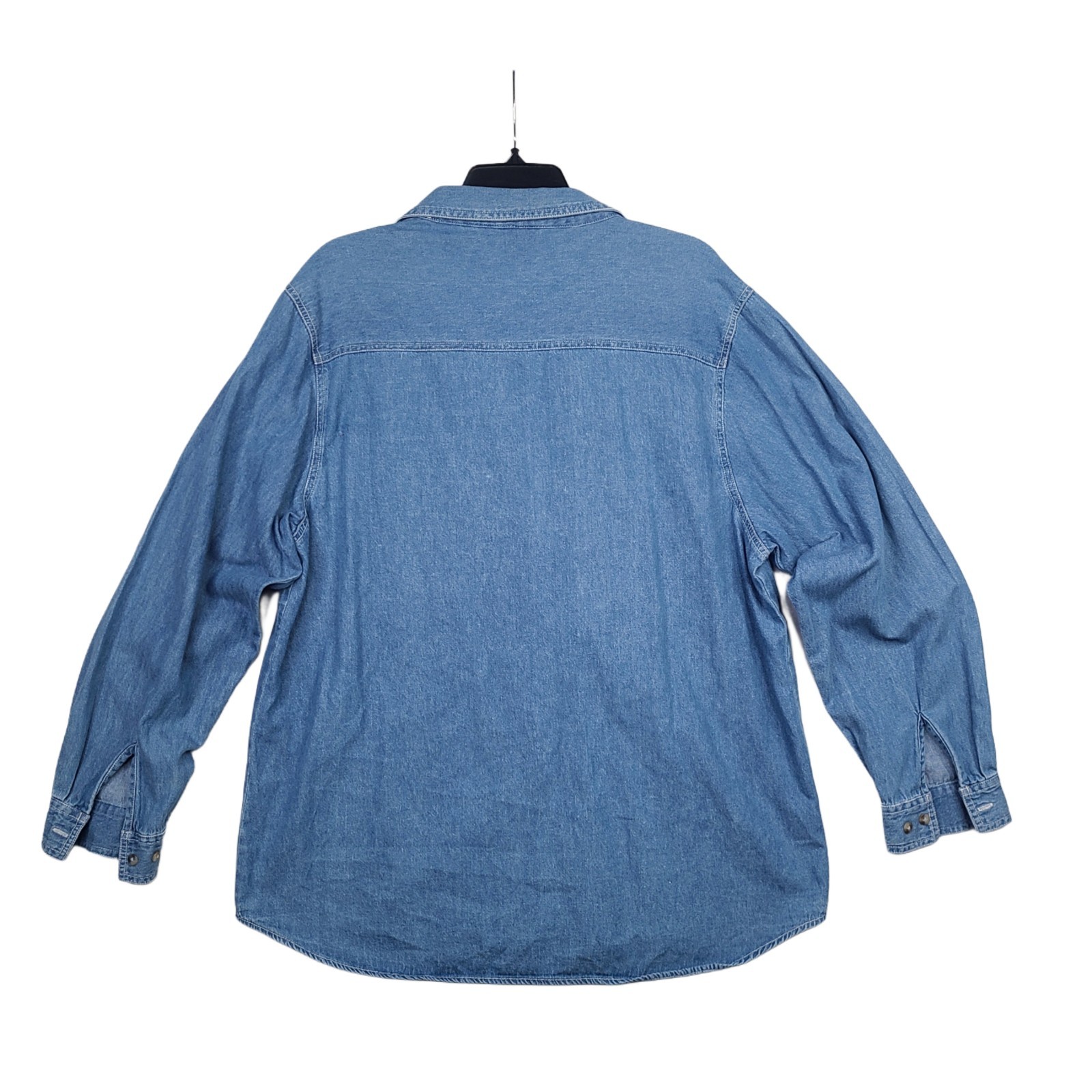 VTG Bobbie Brooks Fall Embroidered Jean Shirt Women XL Blue Scarecrow Pumpkins