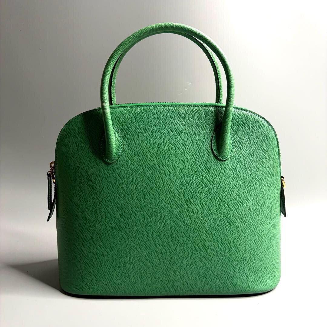 CELINE 2way Handbag Leather Green Vintage Authentic From Japan