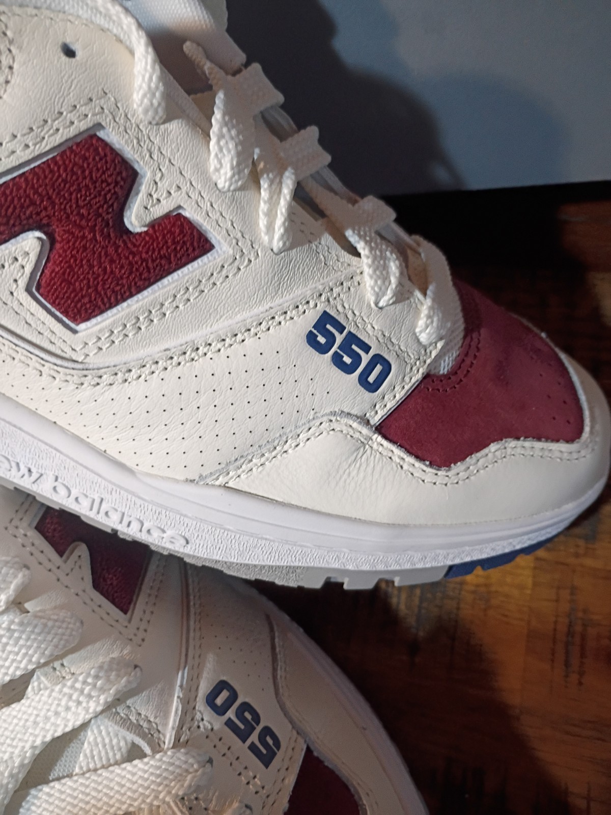 Mens New Balance 550 Suede Toe Pack -white Burgundy Navy BB550VRC Sz 9.5