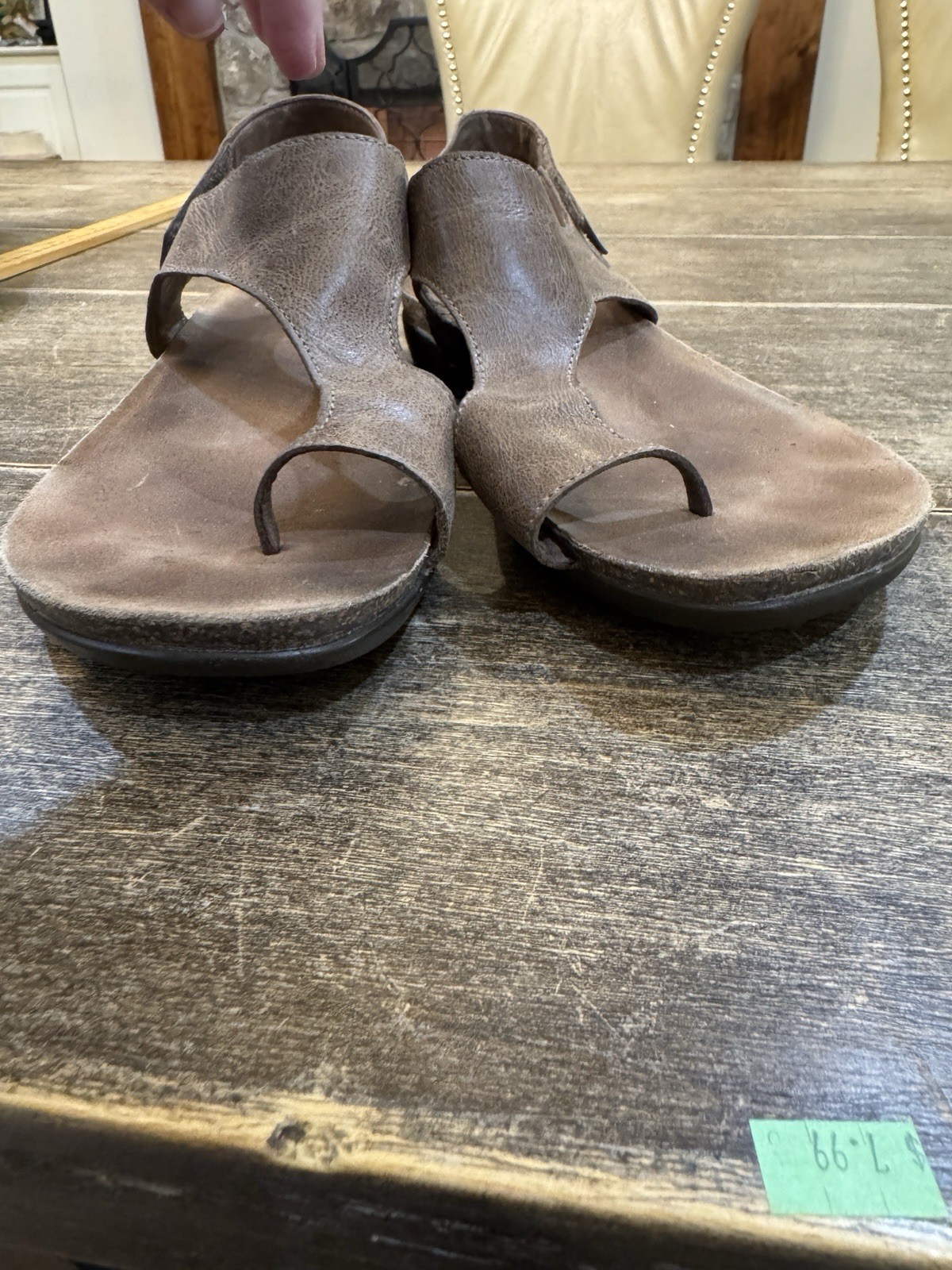 Dansko Reece Toe Loop Sandals Brown Slingback Leather Size 39 US 8.5-9