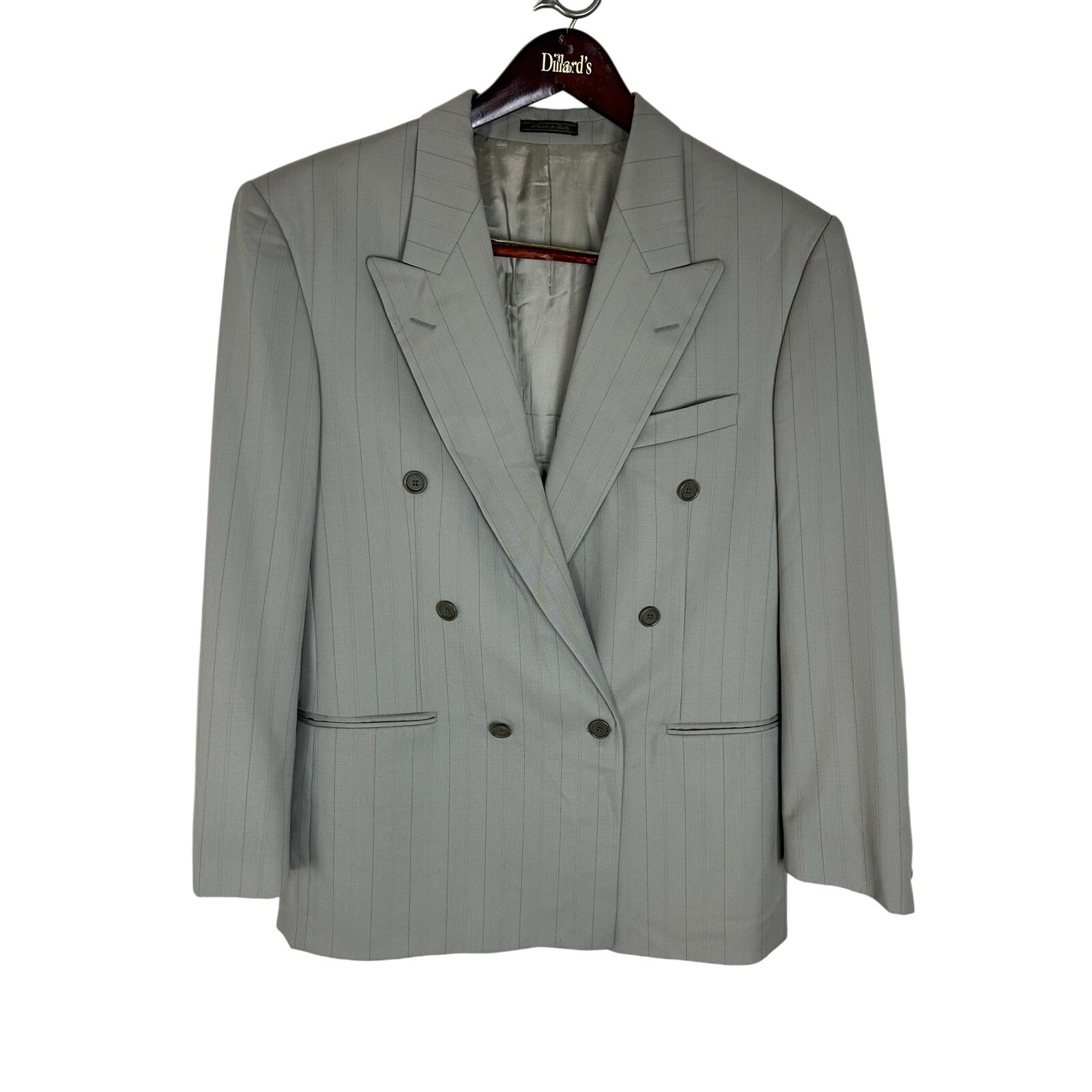 Toscanini Collezione Oro Double-Breasted Pinstripe Blazer Made Italy 52IT 42US