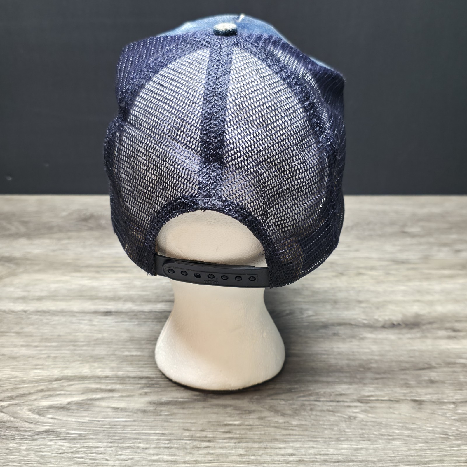 Vintage Star Track Train Railroad Crossing Denim Hat – Right Of His Head