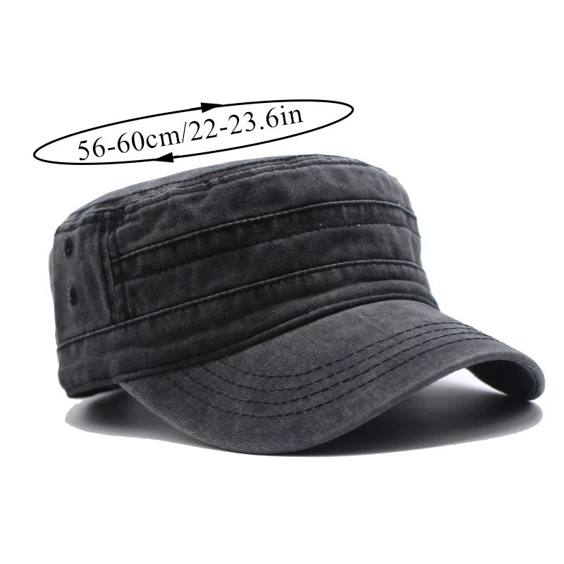 Unisex Flat Top Military Cap Adjustable Outdoor Travel Golf Sun Hat Patrol Cap