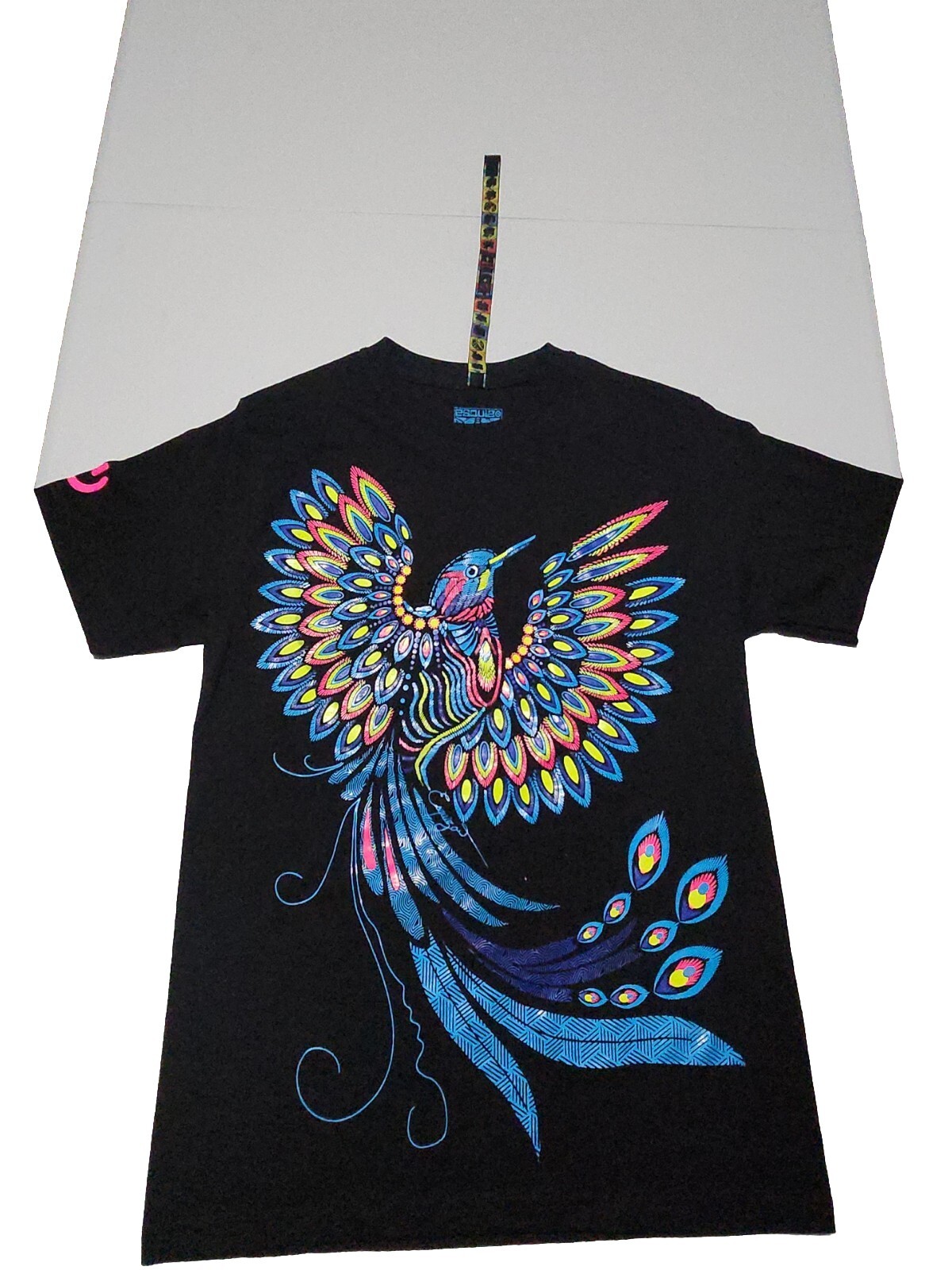 Neon Blue Quetzal Bird Shirt Esquizo Made In Mexico Size S