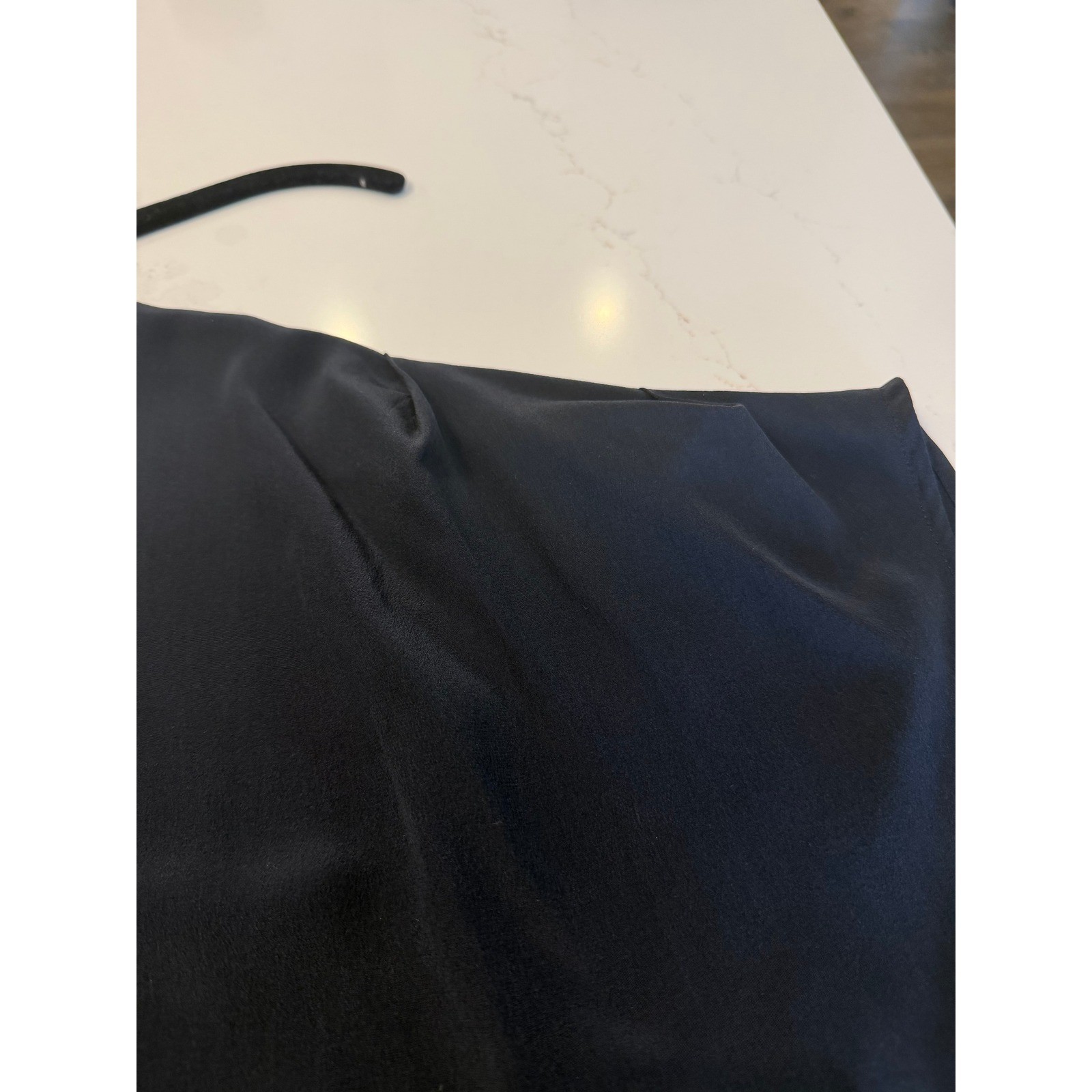 Chelsea Flower Navy Scoop Neck Petal Sleeve Draped Silk Top Women’s Size XL