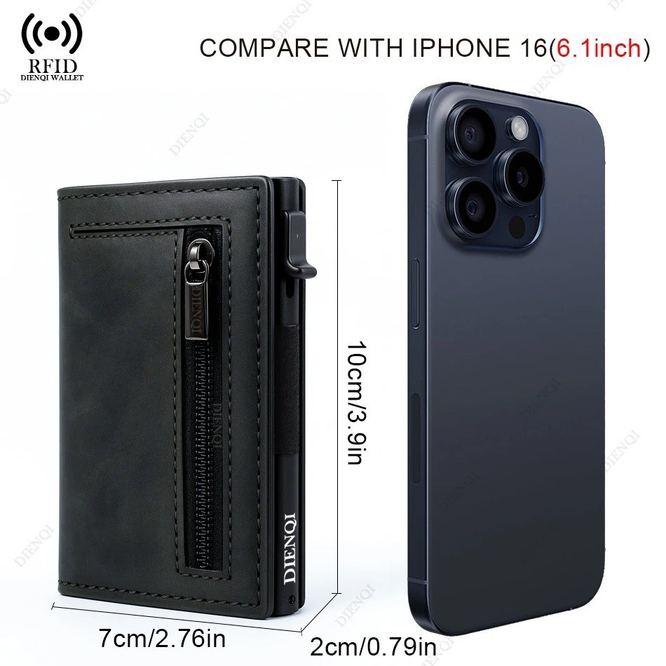 Magnetic RFID Blocking Pop Up Wallet for Men Leather Credit Card Holder Slim