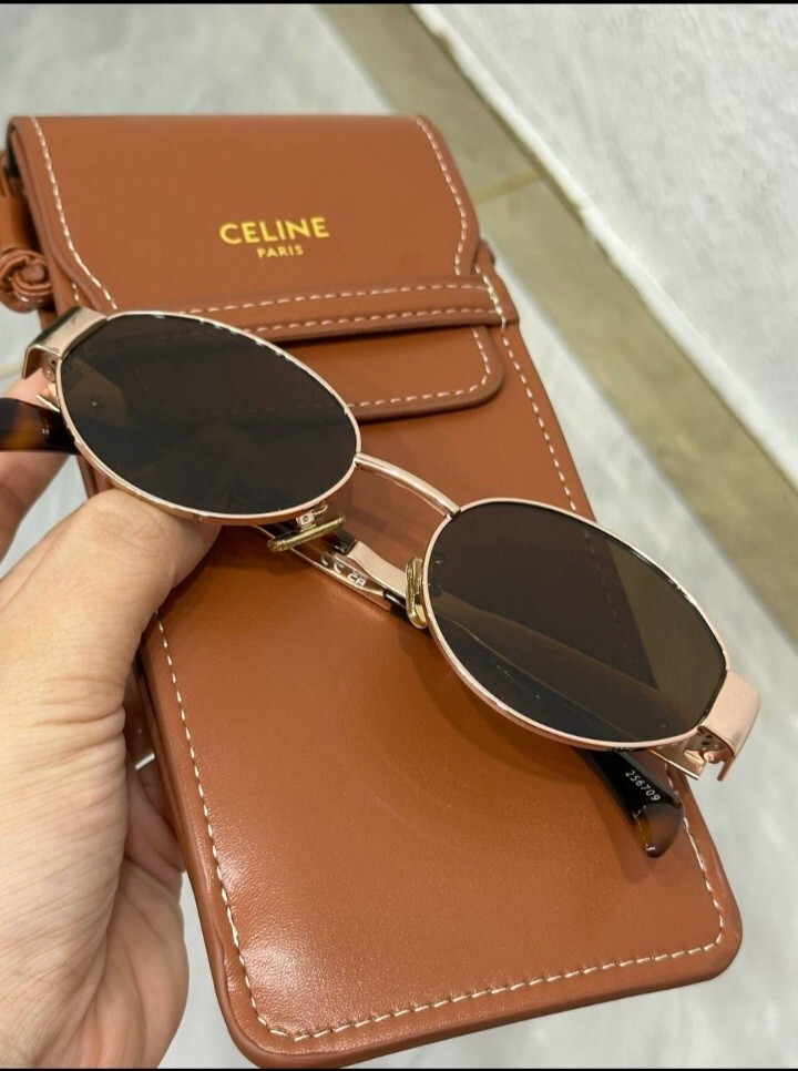 Celine Triomphe Metal Sunglasses oval