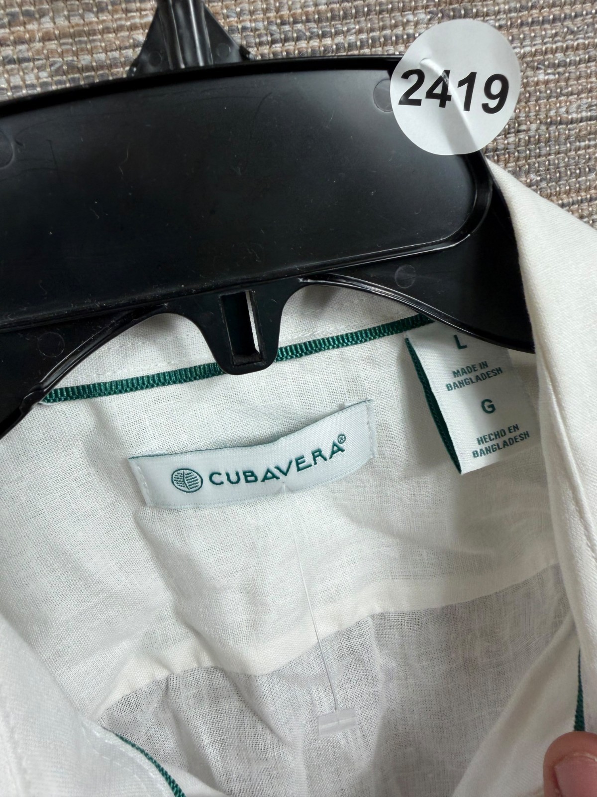 Cubavera Linen Blend Button Front Shirt Mens Size L Brilliant White NEW
