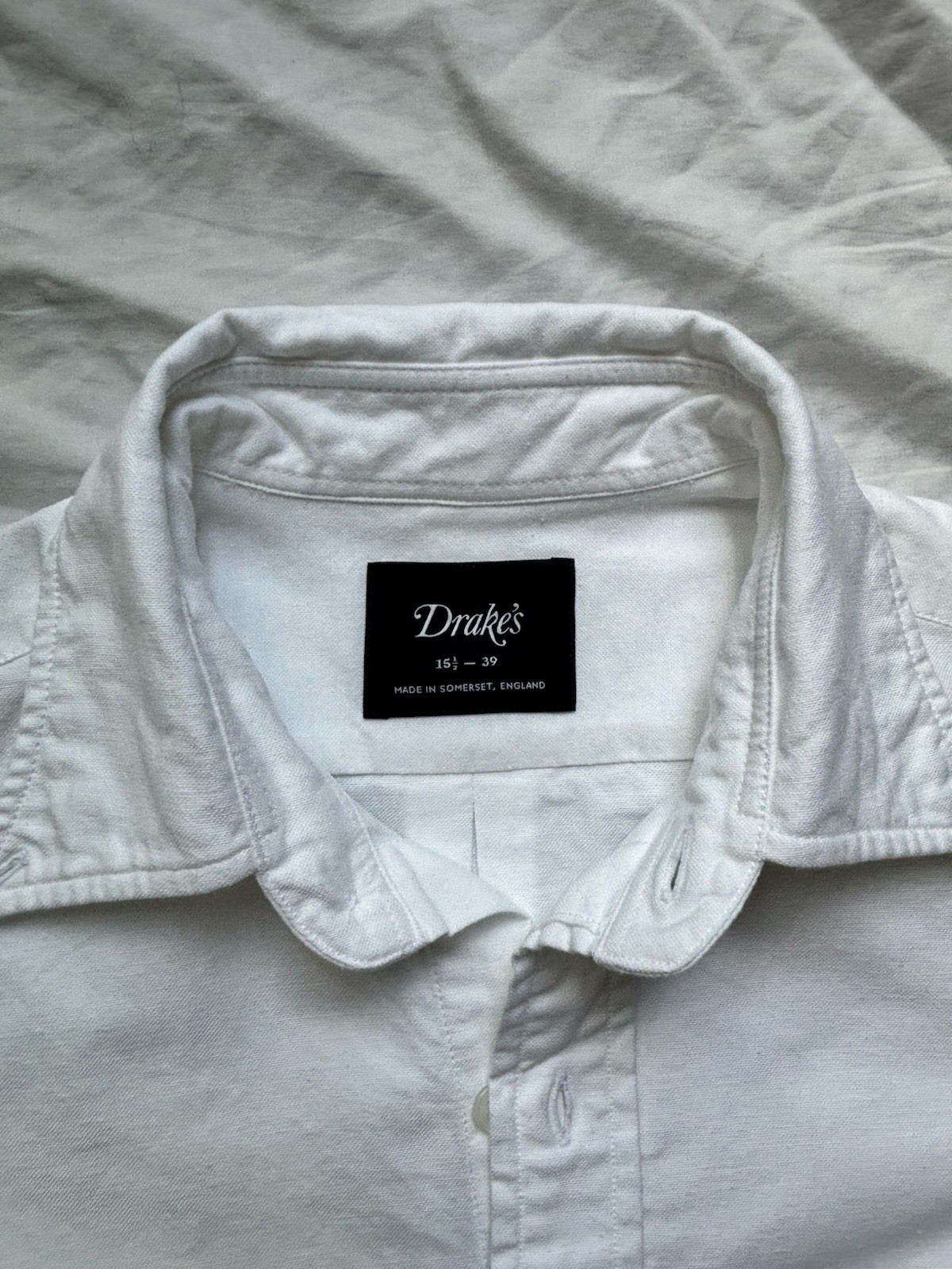 Drake’s London White Oxford Button Down Shirt Made in England 15-39
