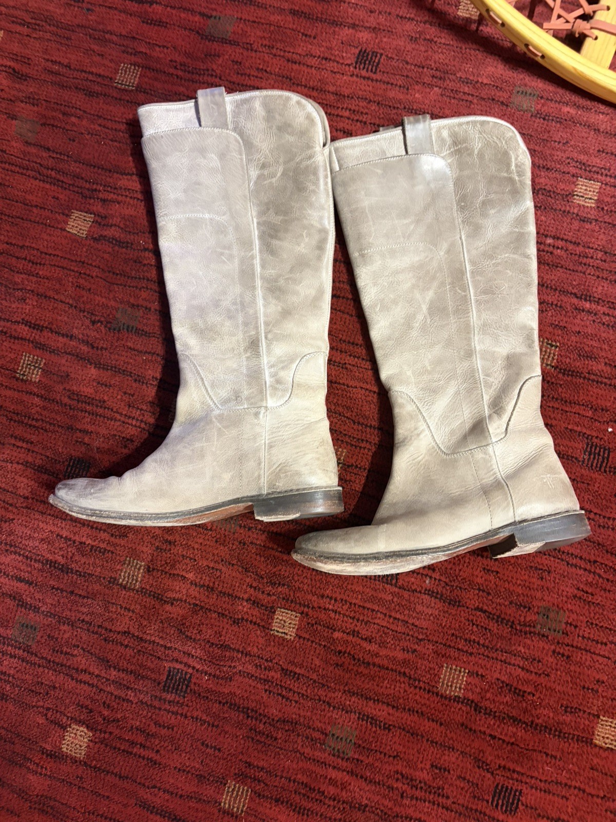 FRYE Women’s Size 8 B Paige Tall Riding Boots Gray Full Grain Leather GUC