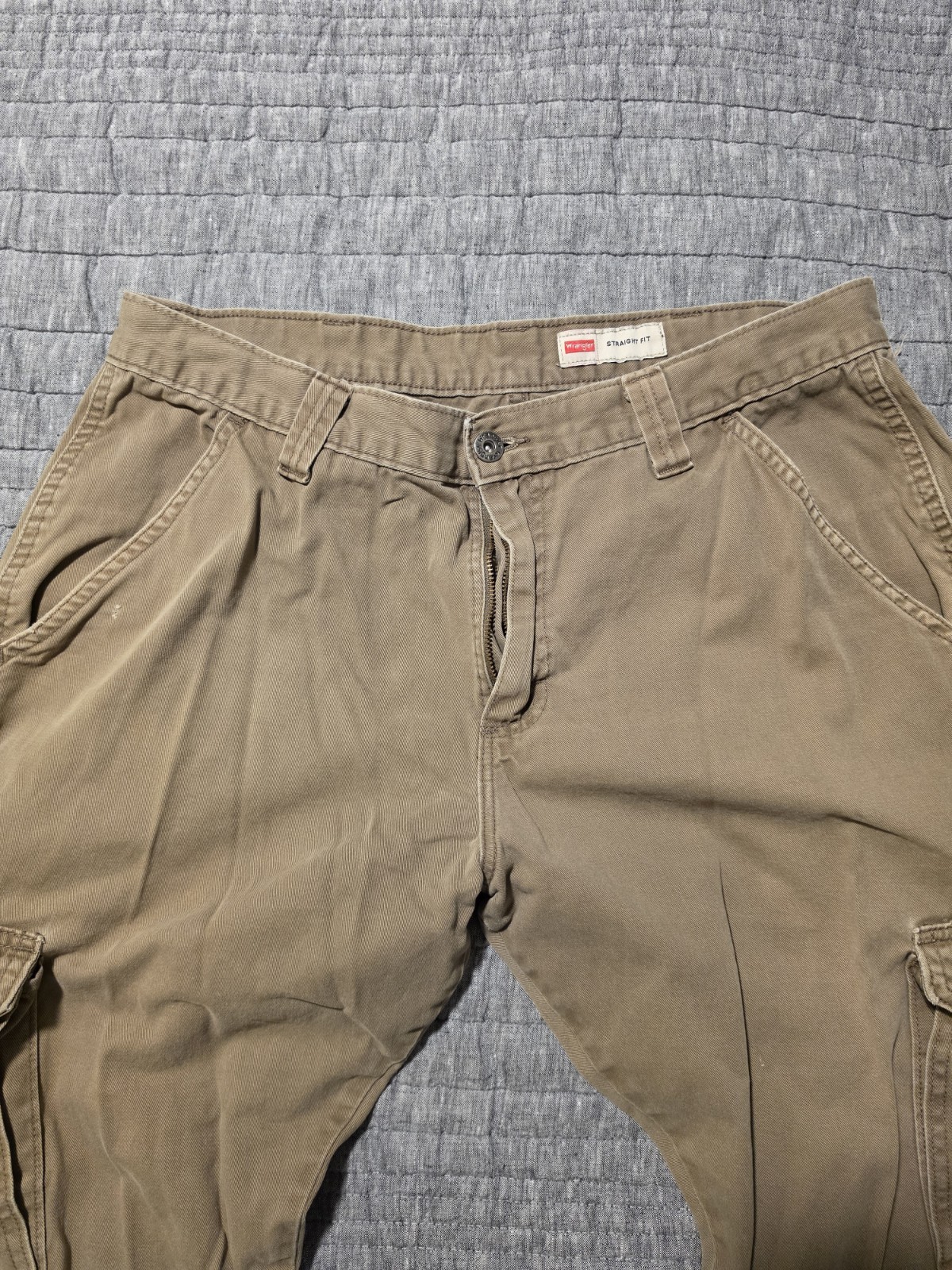 Wrangler Straight Fit 100% Cotton Cargo 34×30 Olive Green