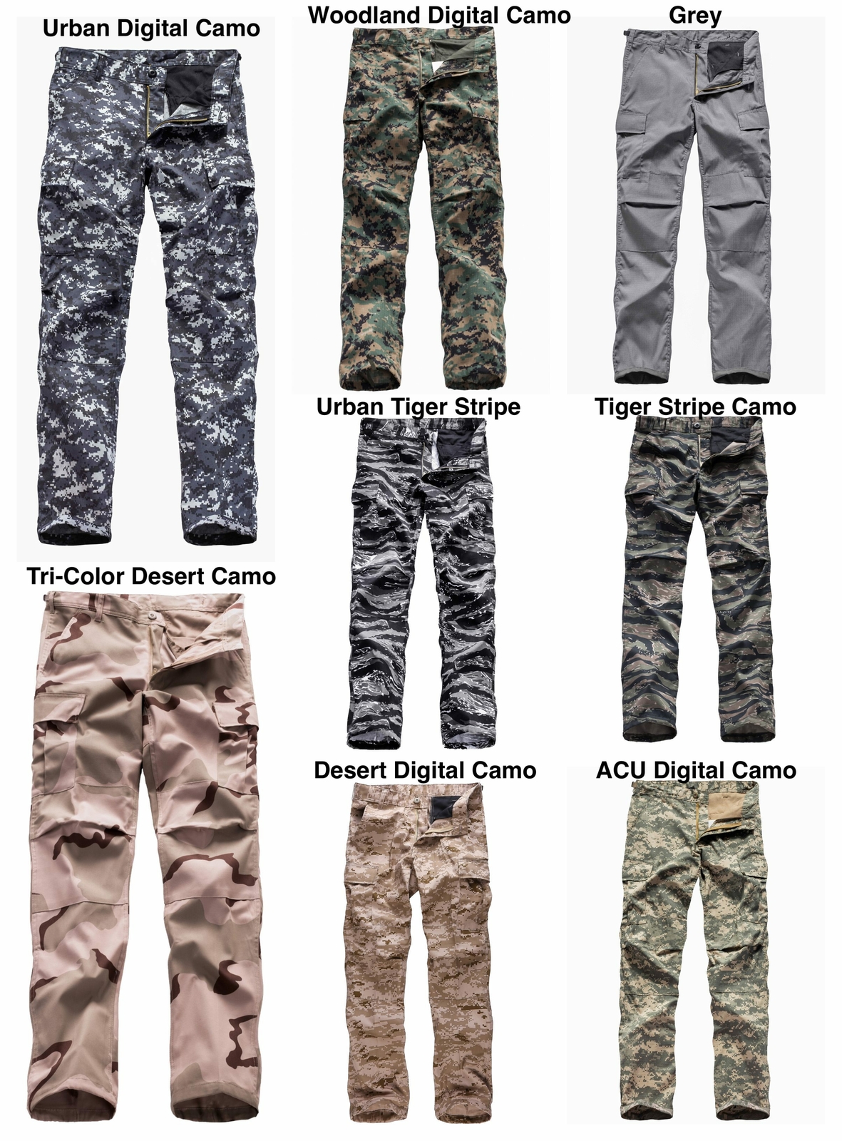 BACKBONE Mens Military Tactical BDU Camouflage Pants Casual Cargo Pants Trousers