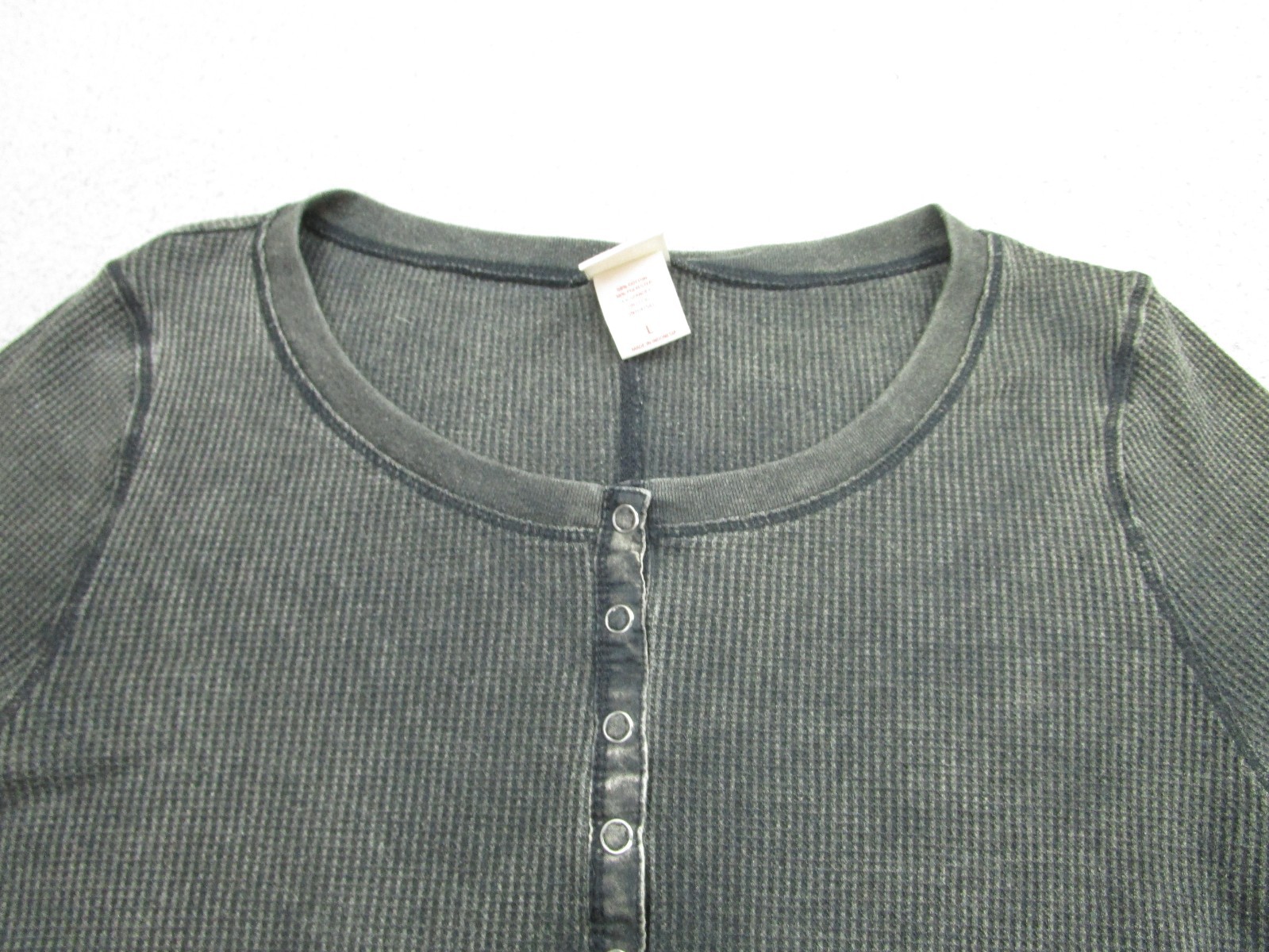 gothic henley Shirt Womens L Waffle Knit Thermal Boho y2k bella grunge punk
