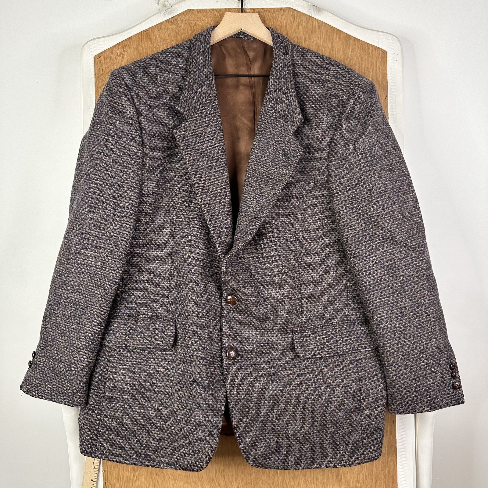 Giorgio Bertucci Tweed Blazer Mens 42R Brown 2 Button Wool Jacket sport Coat